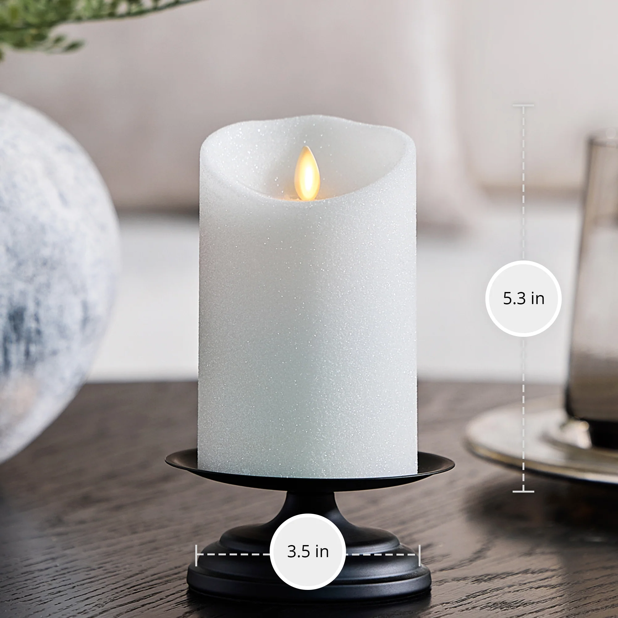Dazzling White Glitter Flameless Candle Pillars - Image 8