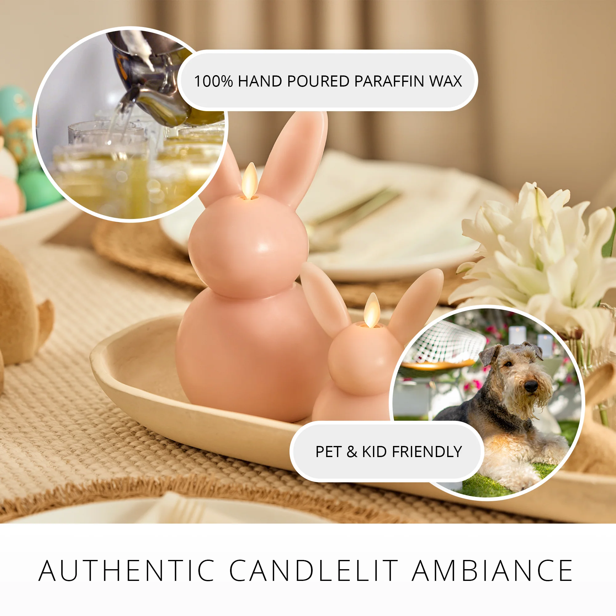 Dusky Rose Flameless Candle Bunny - Image 2