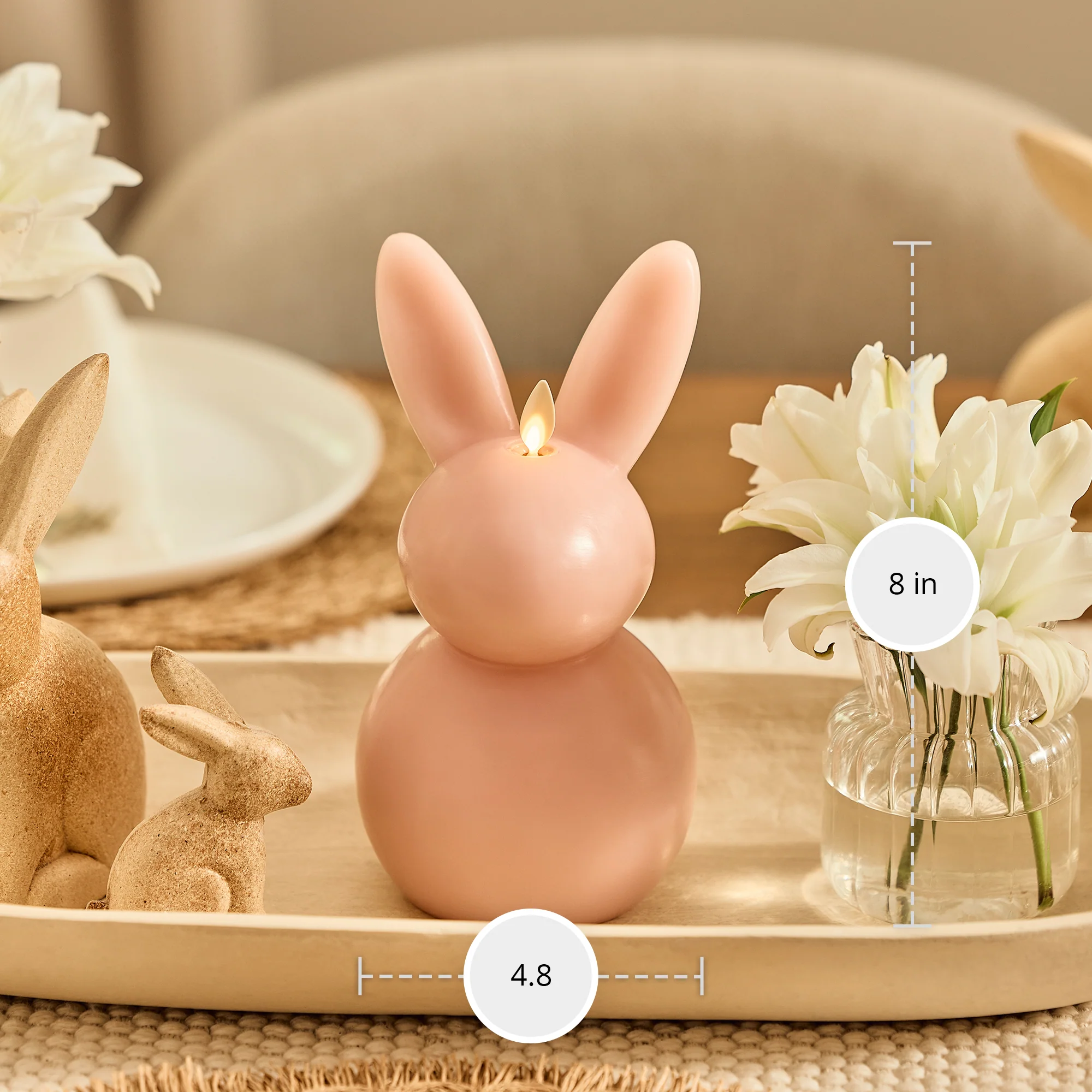 Dusky Rose Flameless Candle Bunny - Image 3