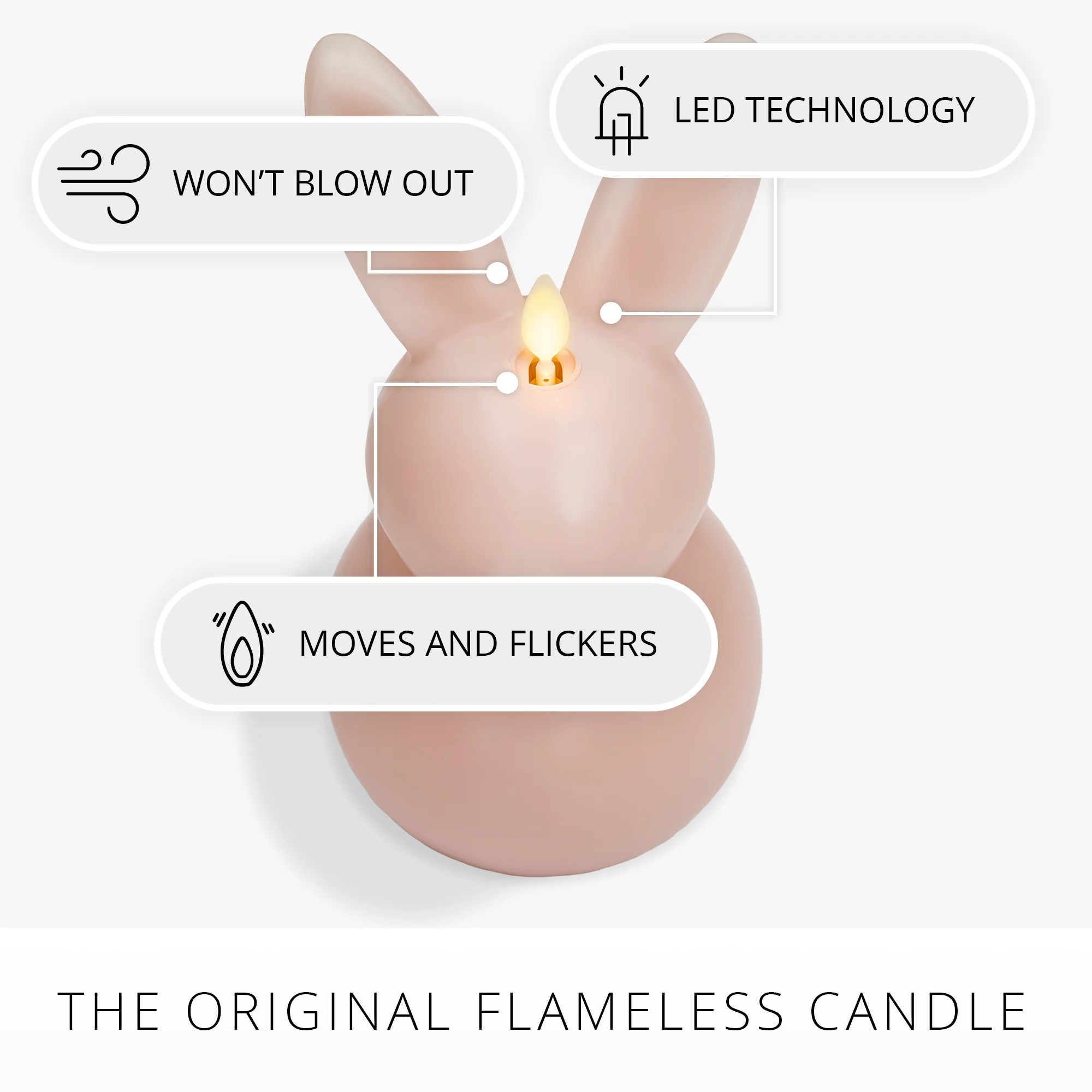 Dusky Rose Flameless Candle Bunny - Image 5