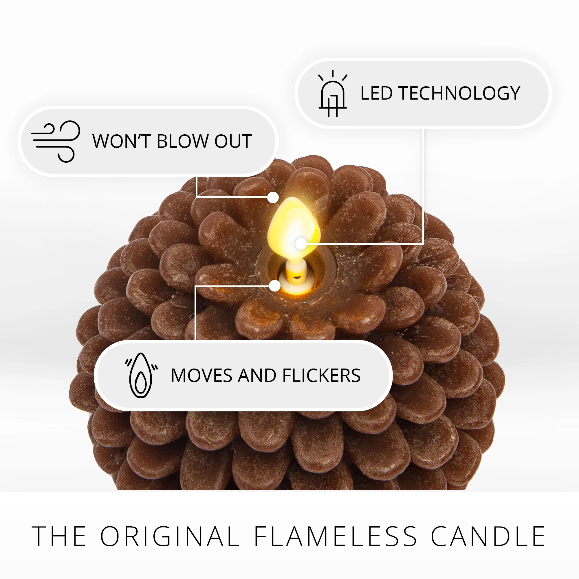 Brown Flameless Candle Pinecone - Image 4