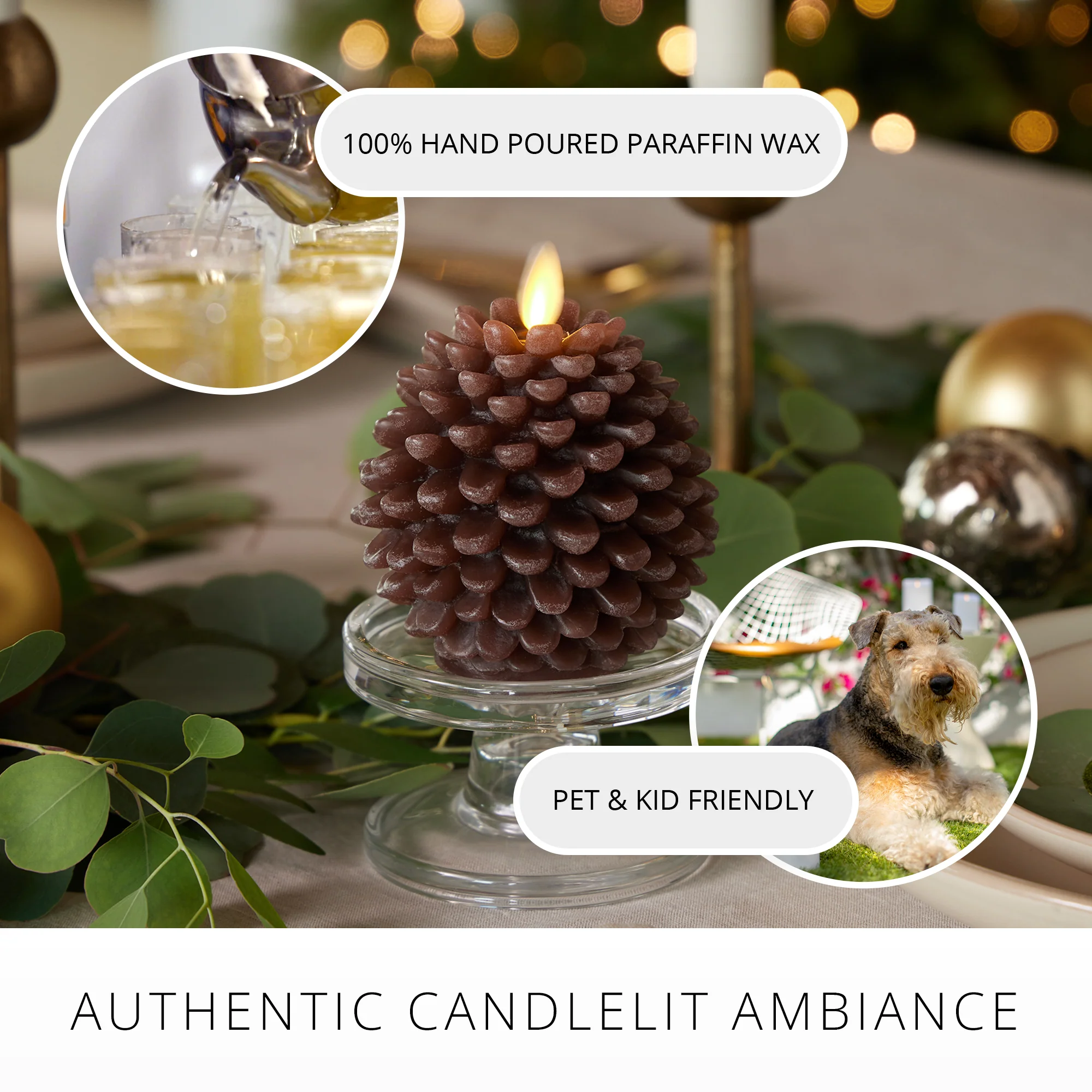 Brown Flameless Candle Pinecone - Image 5