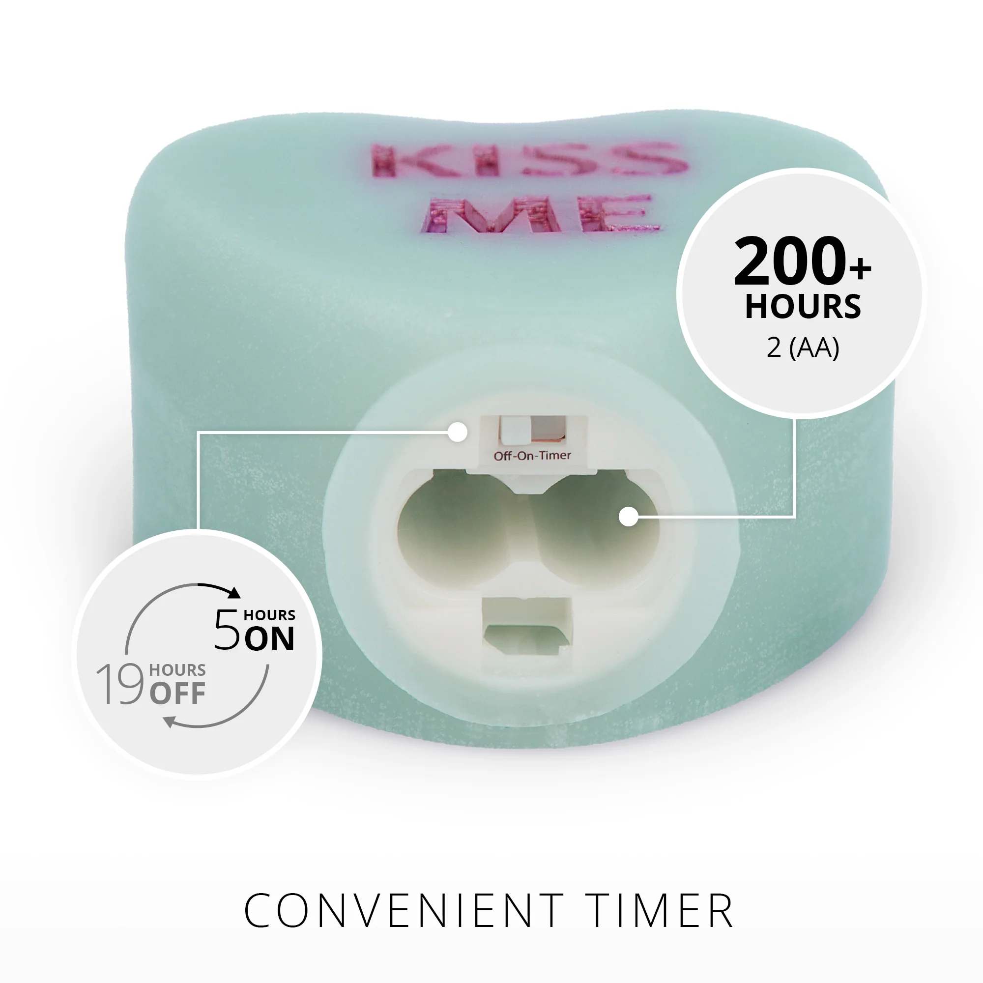 Fresh Mint Flameless Candle Candy Heart "KISS ME" - Image 3