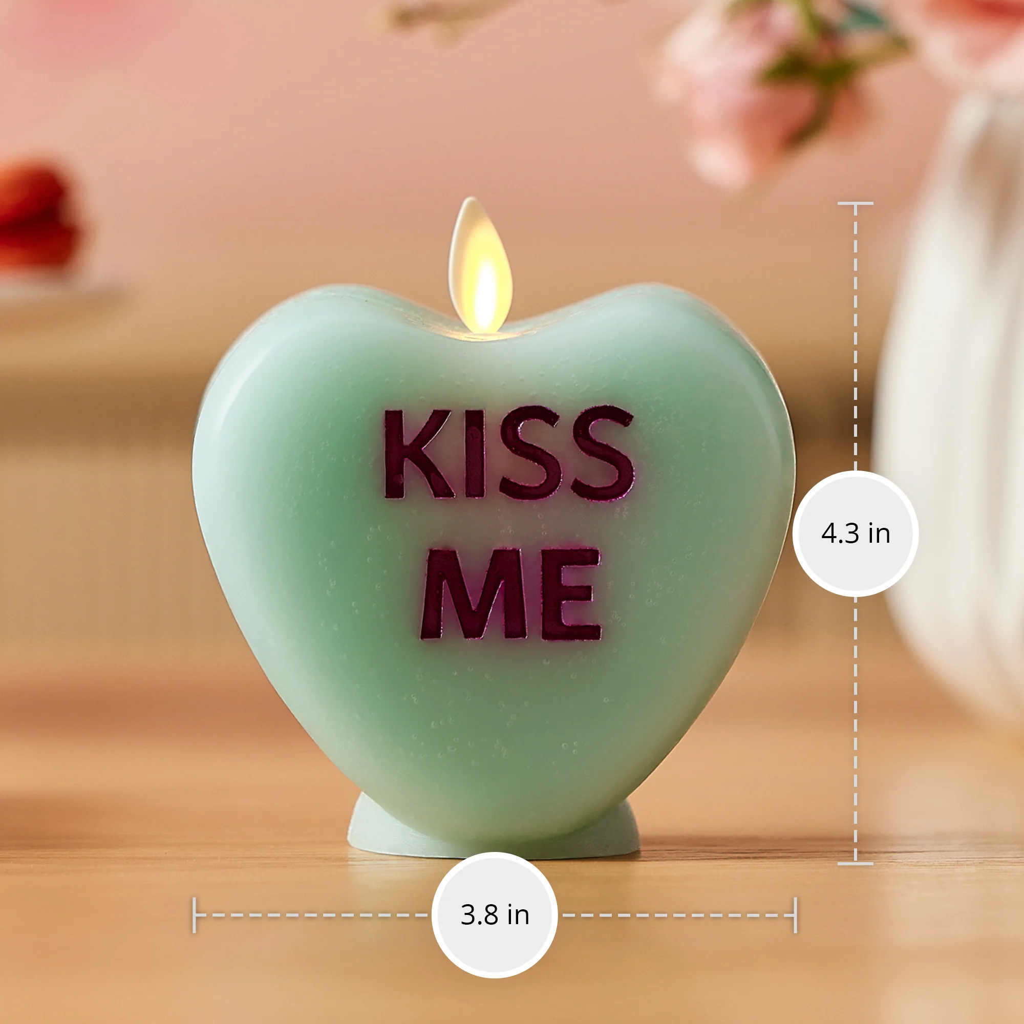 Fresh Mint Flameless Candle Candy Heart "KISS ME" - Image 6