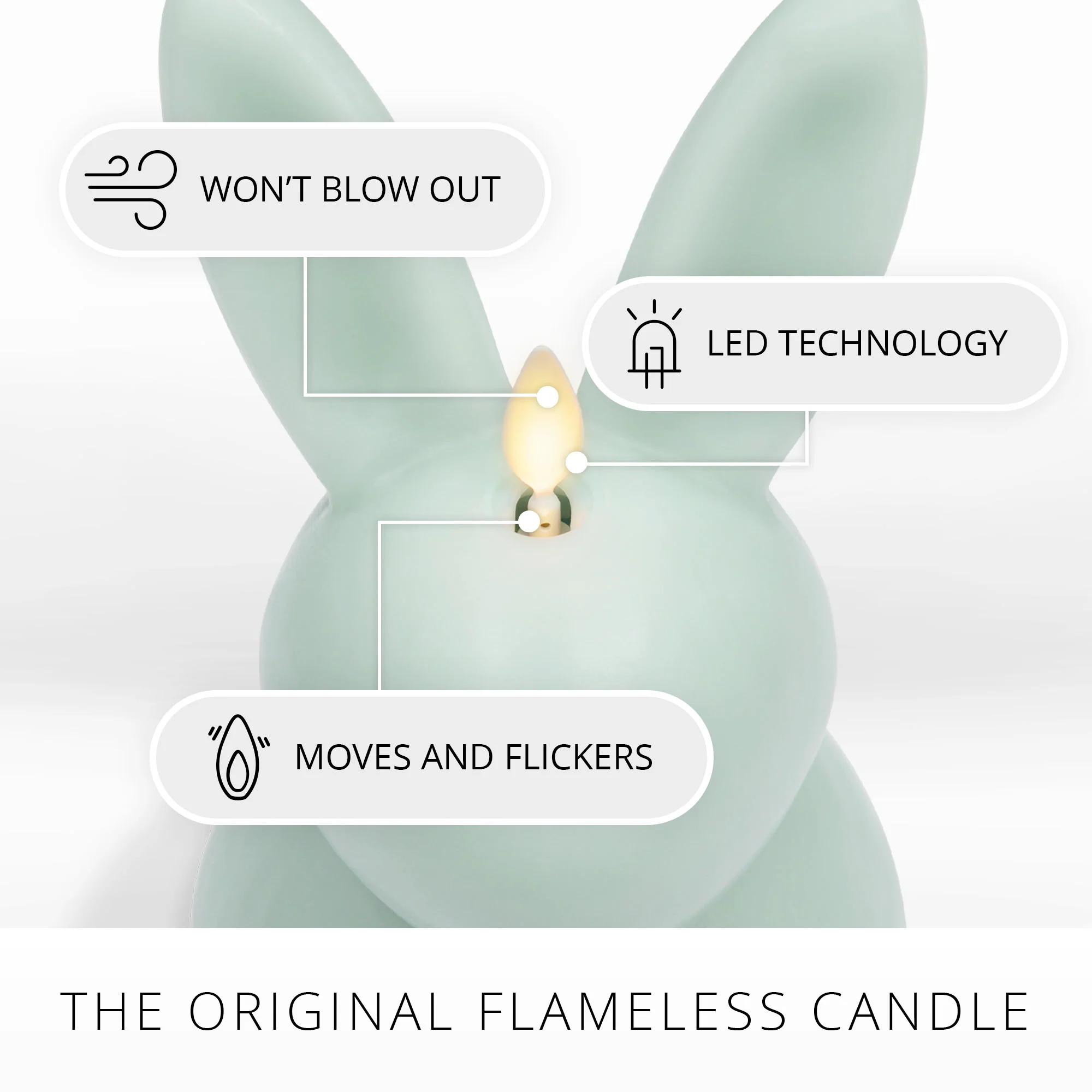 Fresh Mint Flameless Candle Easter Bunny Rabbit - Image 4