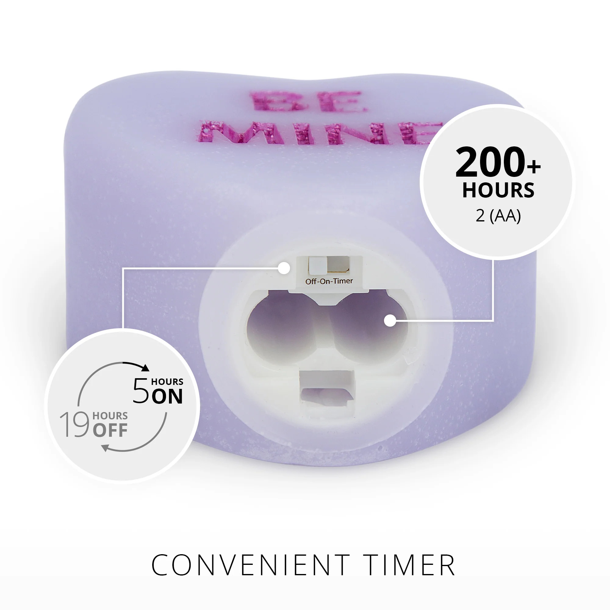 Gentle Lavender Flameless Candle Candy Heart "BE MINE" - Image 4
