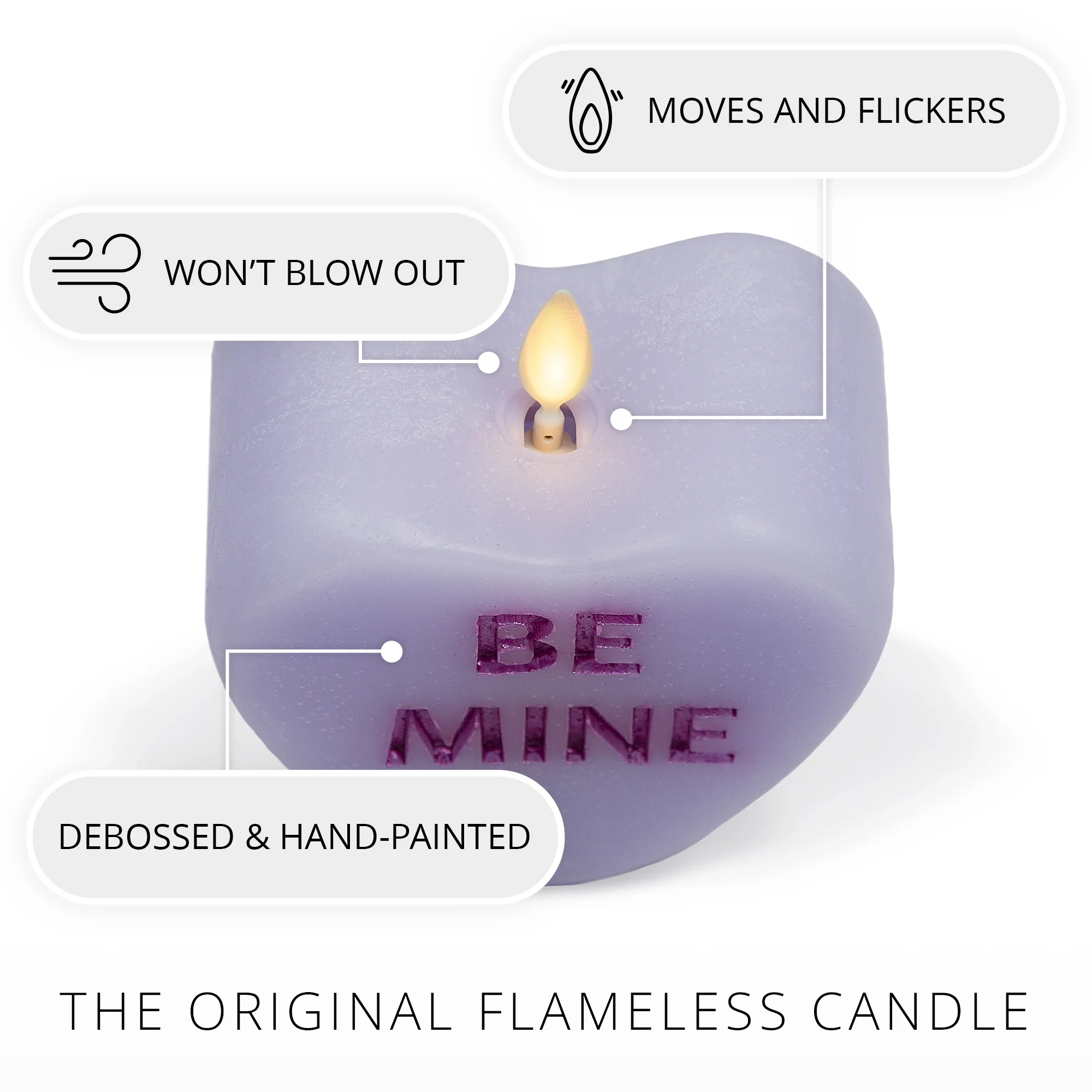 Gentle Lavender Flameless Candle Candy Heart "BE MINE" - Image 5