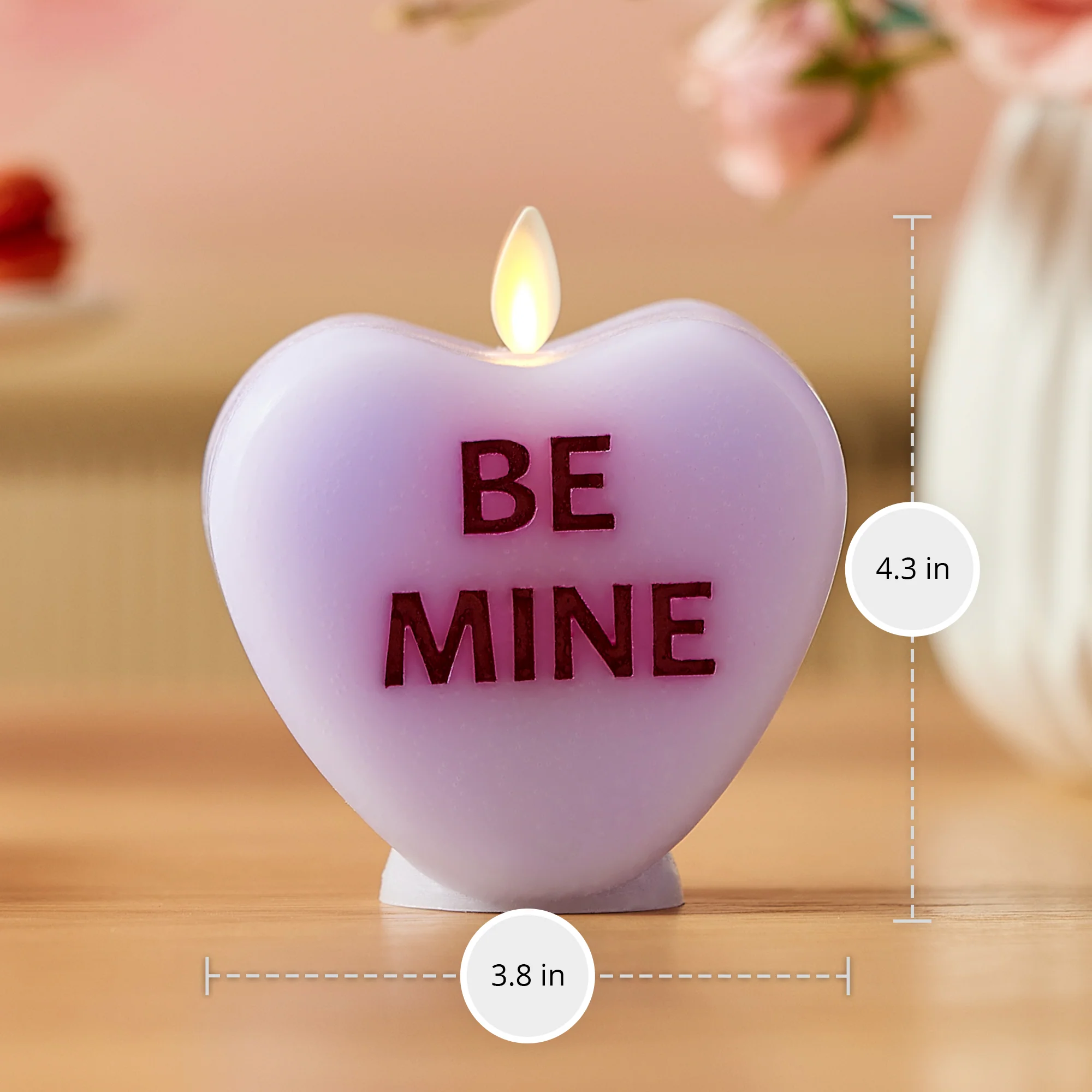 Gentle Lavender Flameless Candle Candy Heart "BE MINE" - Image 6