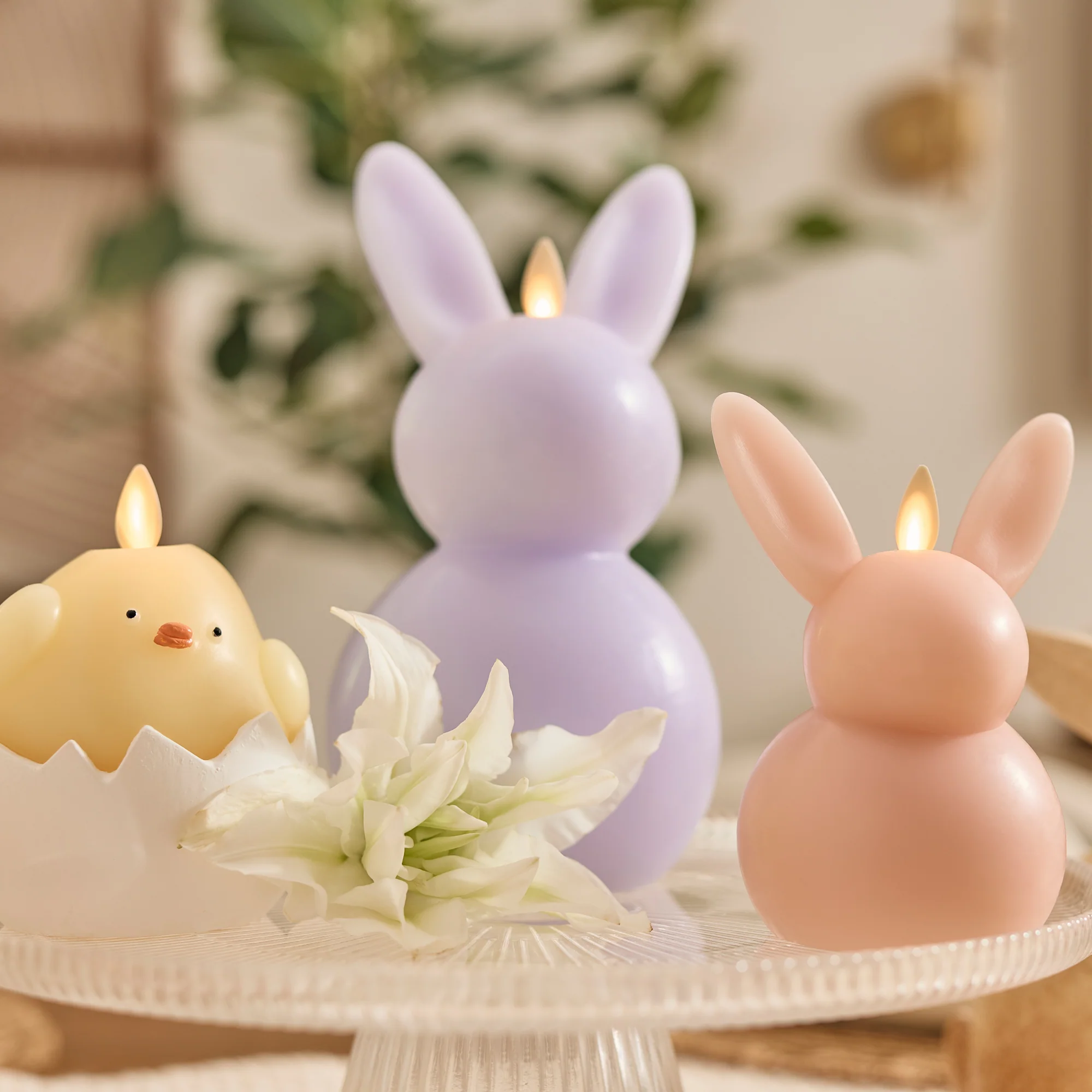 Gentle Lavender Flameless Candle Easter Bunny Rabbit - Image 3