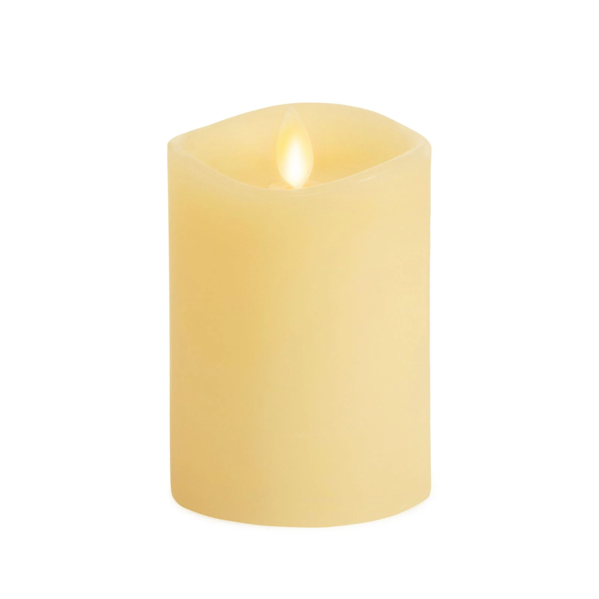 Ivory Flameless Candle Pillar - Melted Top - 3" Width - Image 12
