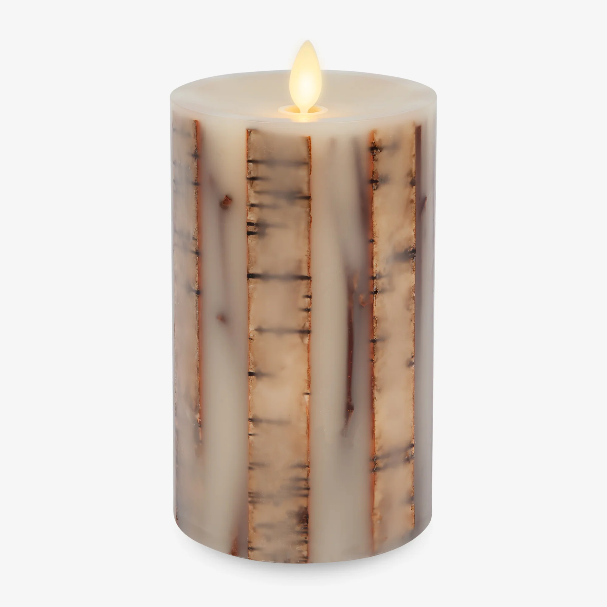 Ivory Embedded Birch and Twigs Flameless Candle Pillar - Image 10