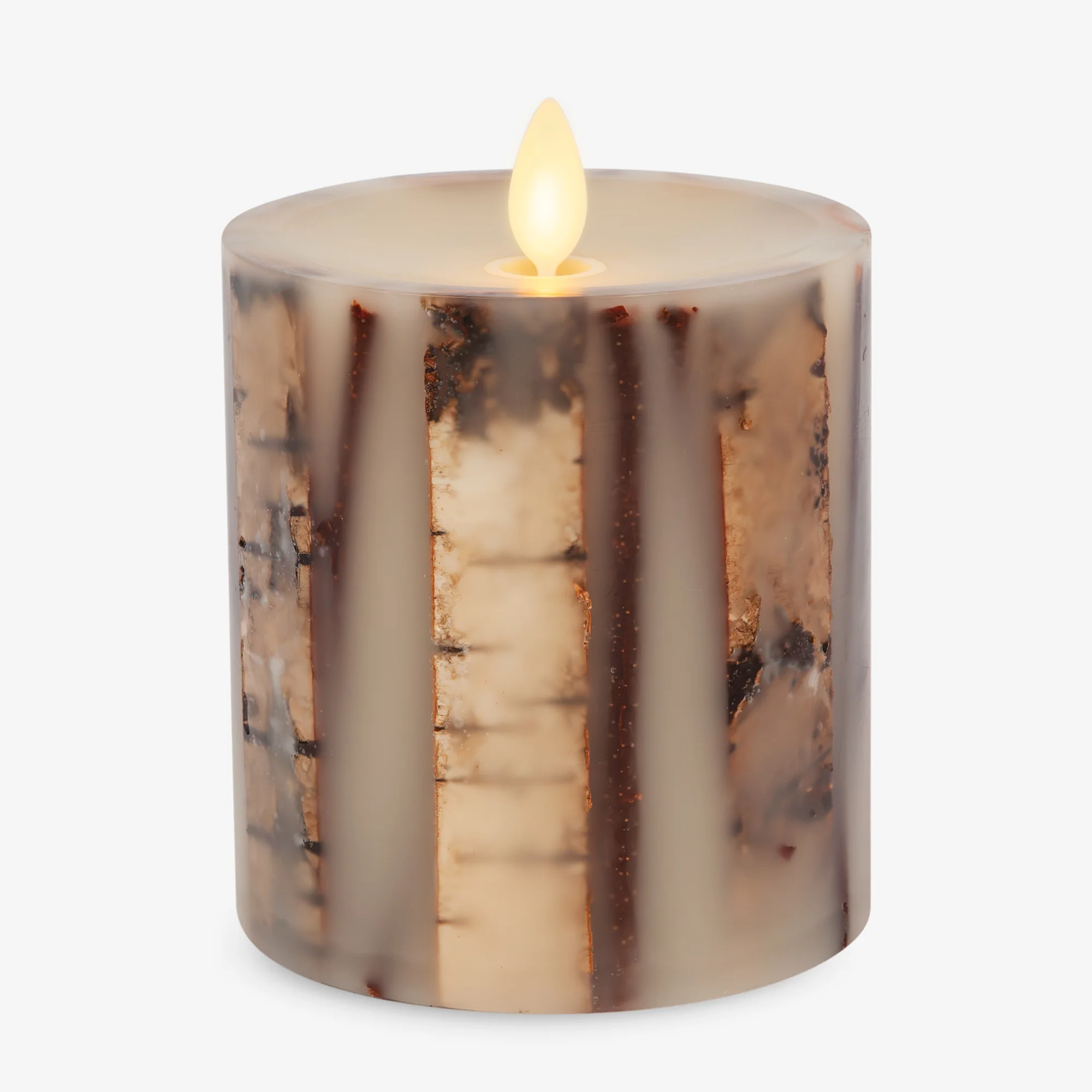 Ivory Embedded Birch and Twigs Flameless Candle Pillar - Image 8