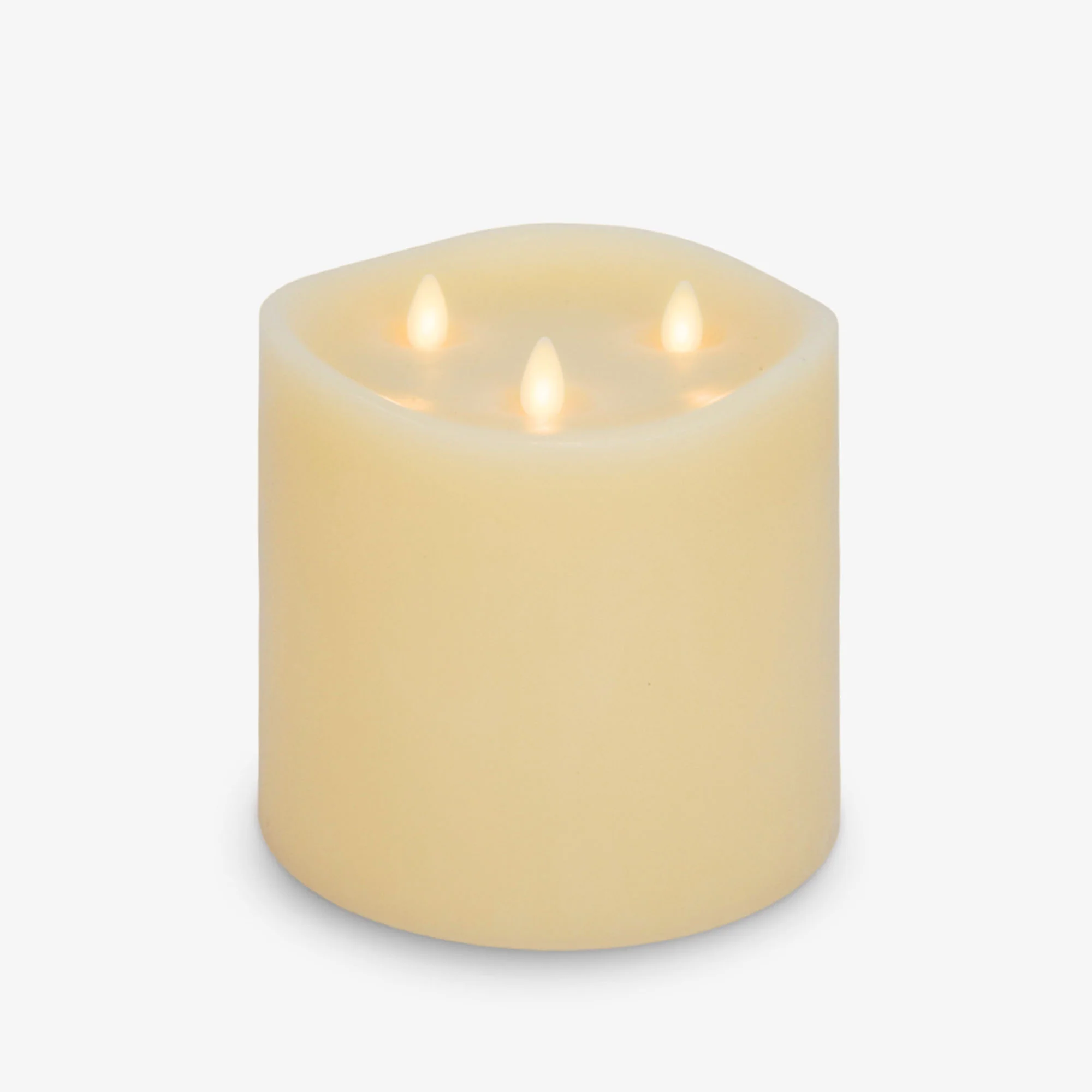 Ivory Flameless Candle Tri-Flame Grand Pillar - Melted Top - Image 6