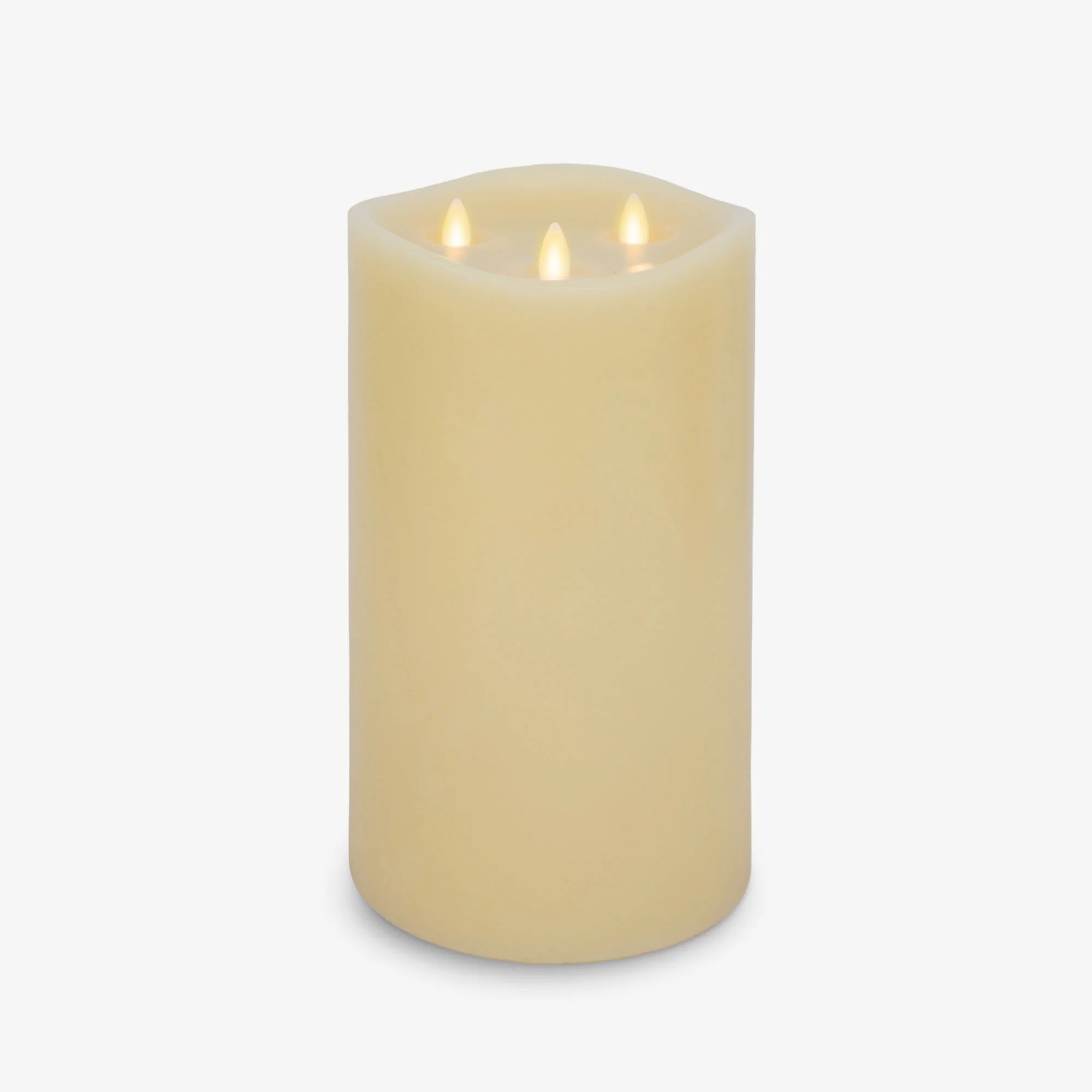 Ivory Flameless Candle Tri-Flame Grand Pillar - Melted Top - Image 7