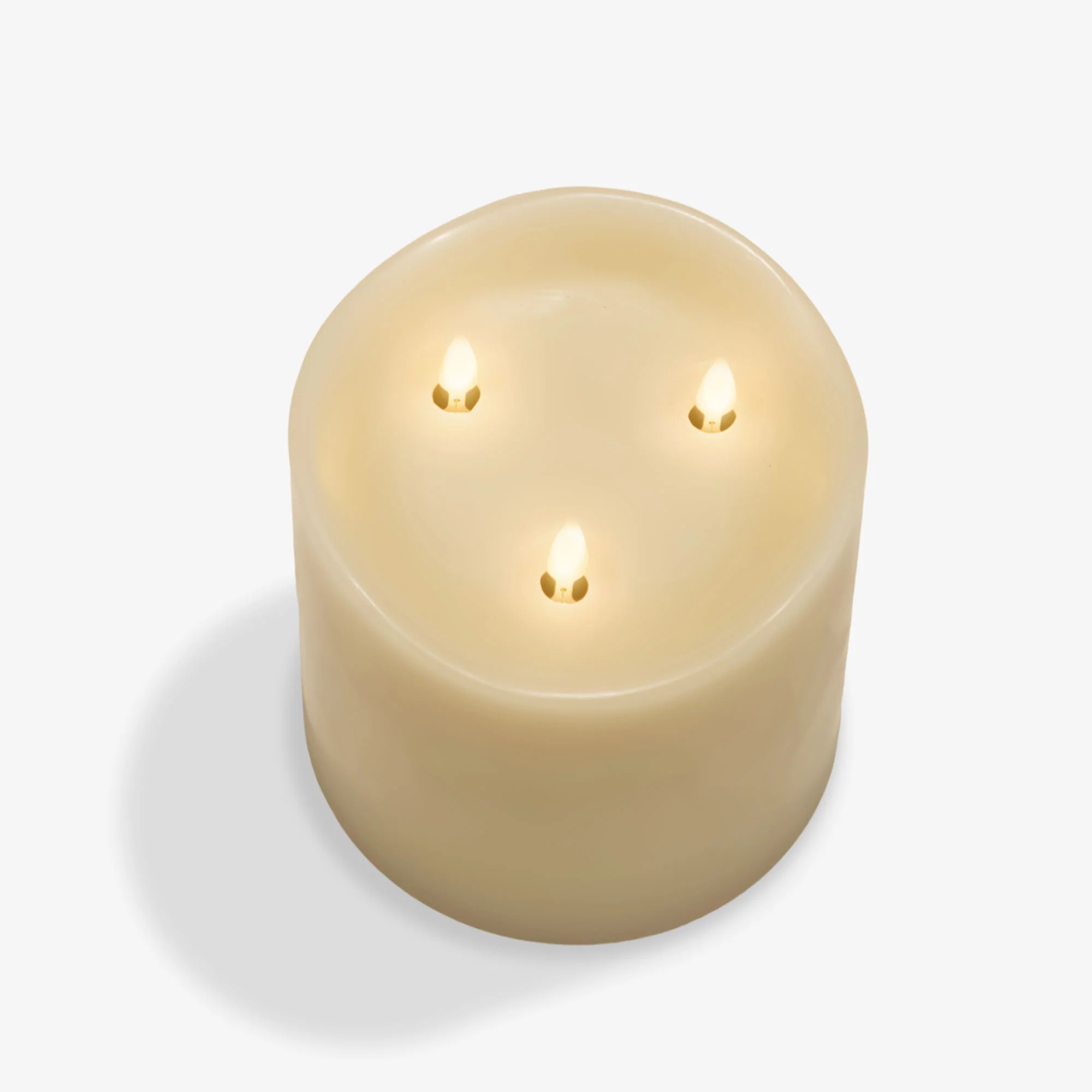 Ivory Flameless Candle Tri-Flame Grand Pillar - Melted Top - Image 8