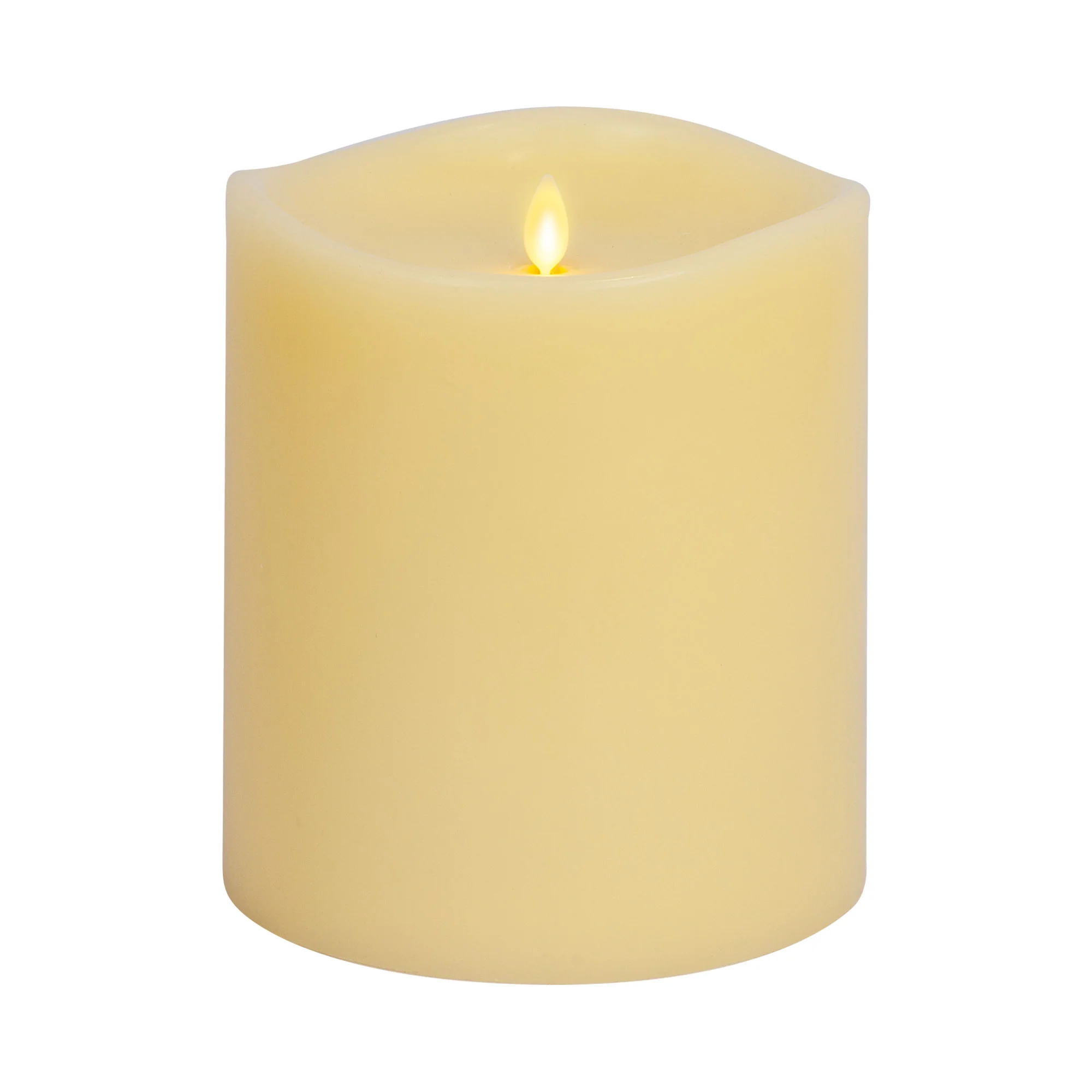 Ivory Flameless Candle Grand Pillar - Melted Top - 6.25" Width - Image 6