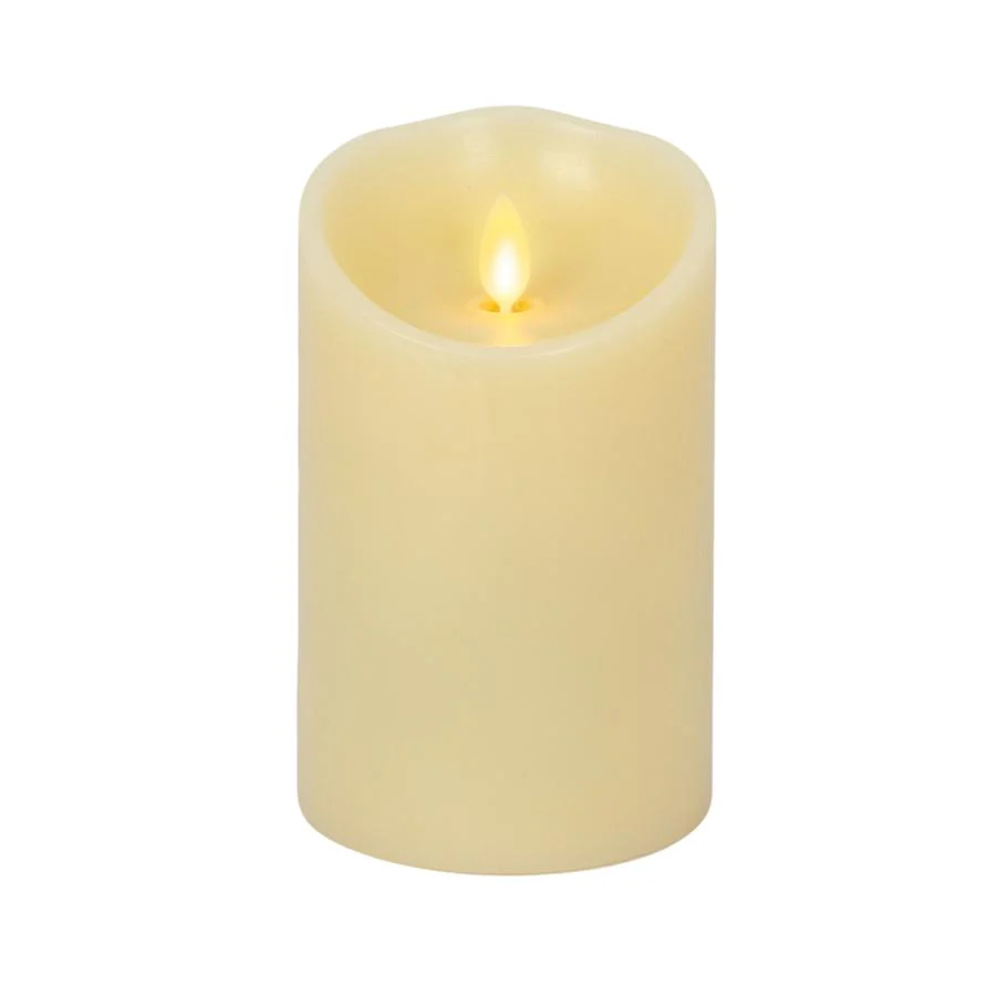 Ivory Flameless Candle Pillar - Scallop Top - 3.5" Width - Image 8