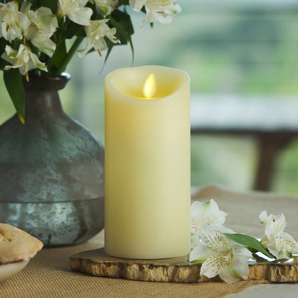 Ivory Flameless Candle Pillar - Scallop Top Vanilla Scented - 3.5” Width - Image 4