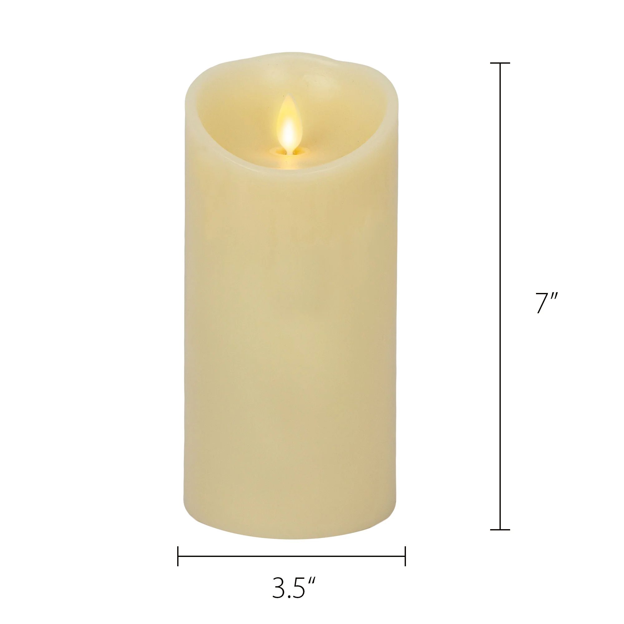 Ivory Flameless Candle Pillar - Scallop Top Vanilla Scented - 3.5” Width - Image 8