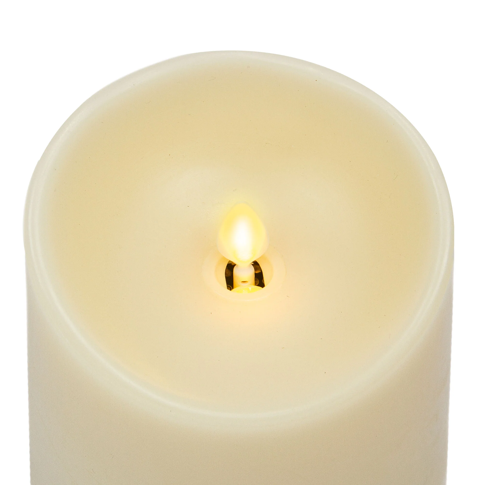 Ivory Flameless Candle Pillar - Scallop Top Vanilla Scented - 3.5” Width - Image 9