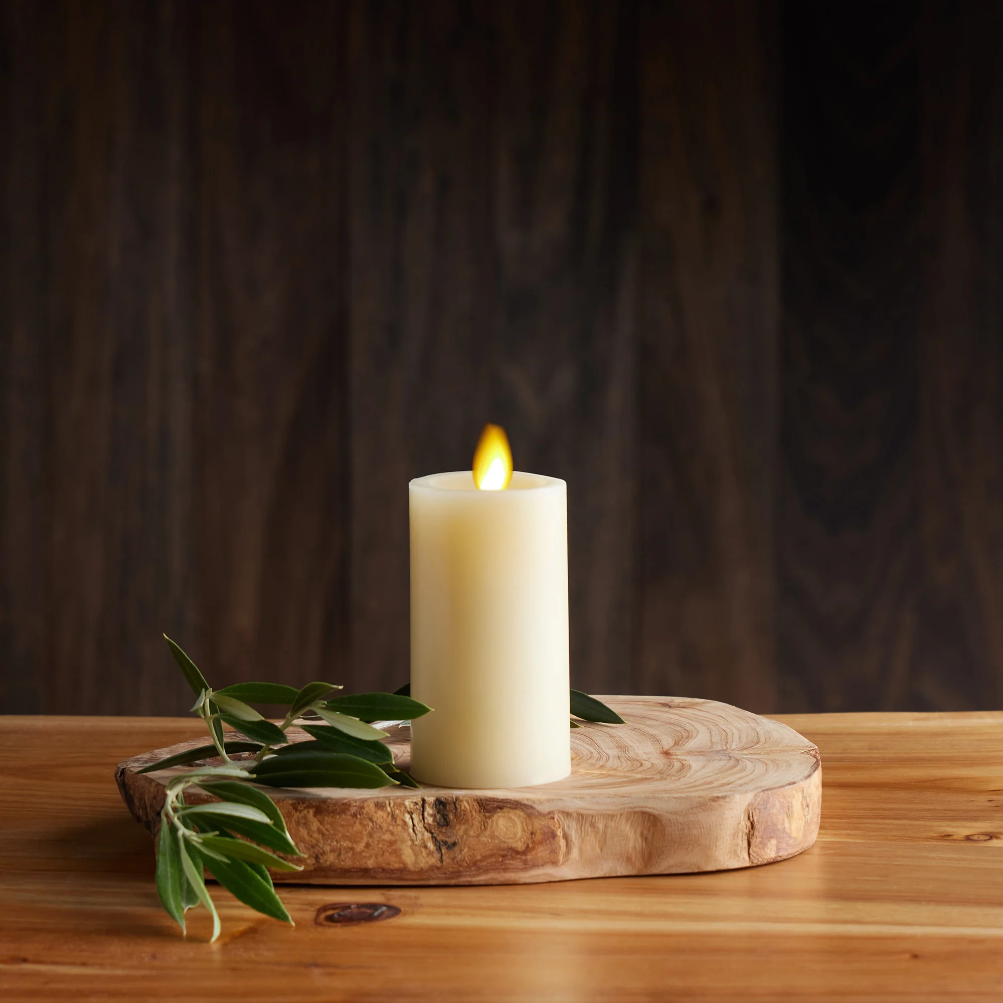 Ivory Flameless Candle Slim Pillar - Recessed Top - 2" Width - Image 10
