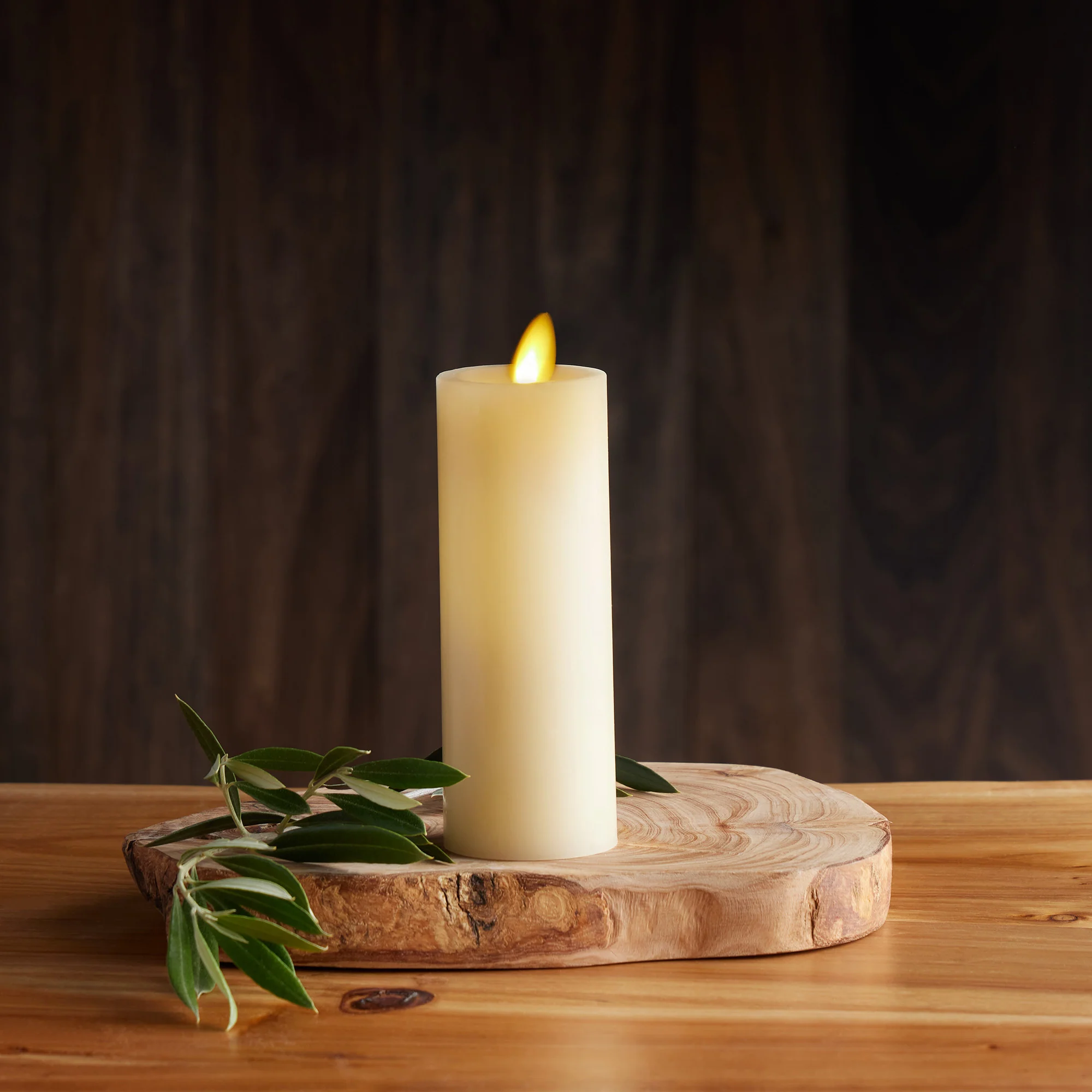 Ivory Flameless Candle Slim Pillar - Recessed Top - 2" Width - Image 12