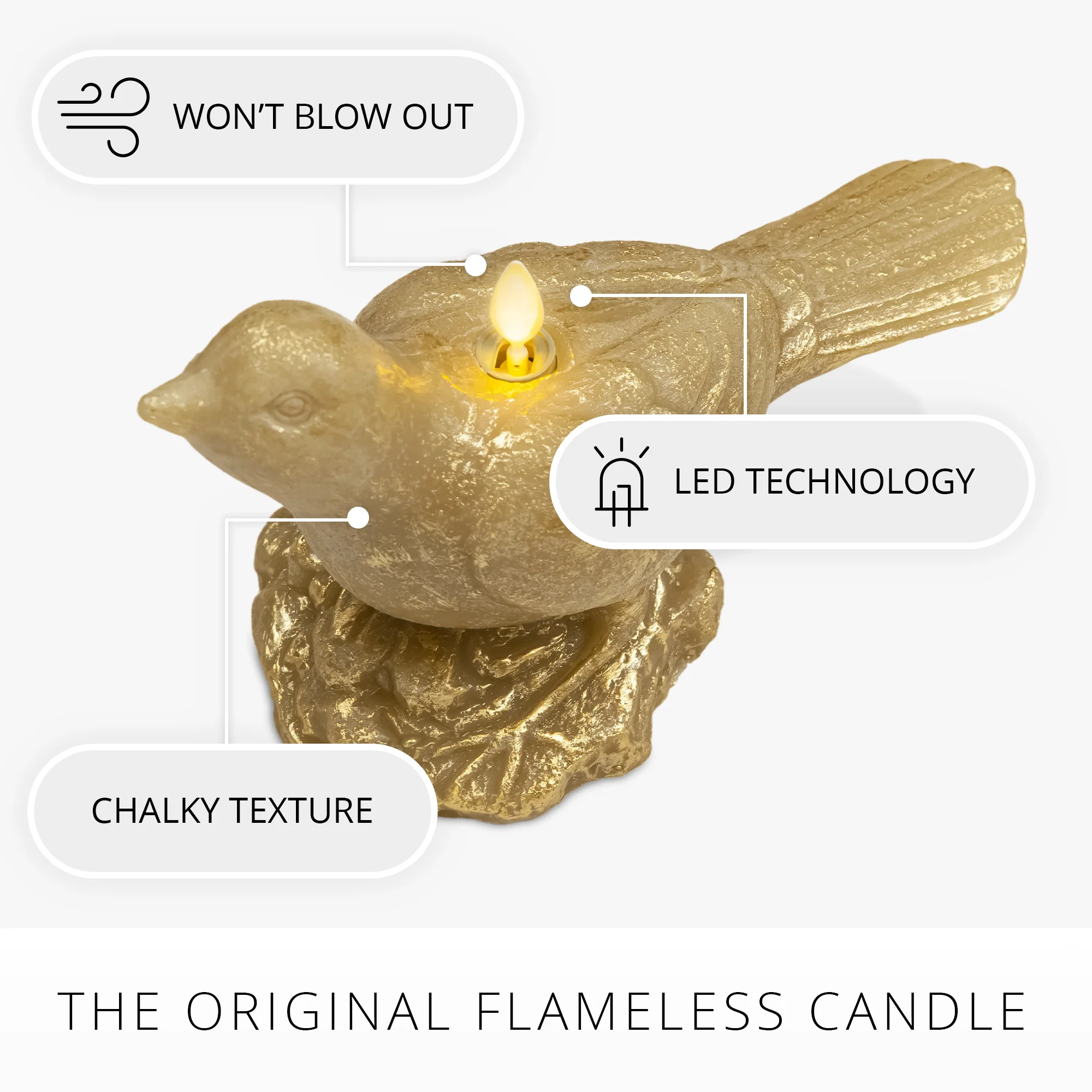 Khaki Bird Flameless Candle - Image 6