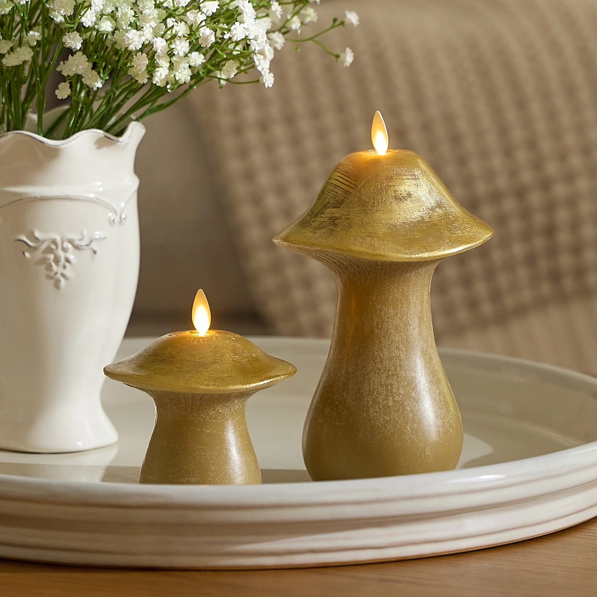 Khaki Large Mushroom Flameless Candle - Image 3