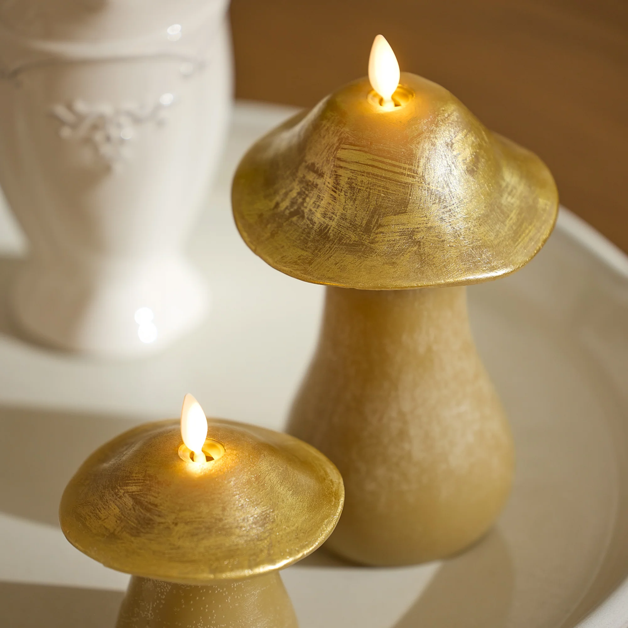 Khaki Large Mushroom Flameless Candle - Image 4