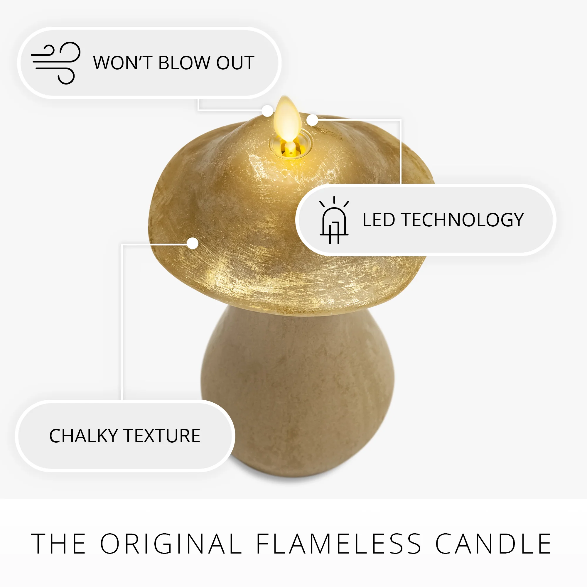 Khaki Large Mushroom Flameless Candle - Image 8