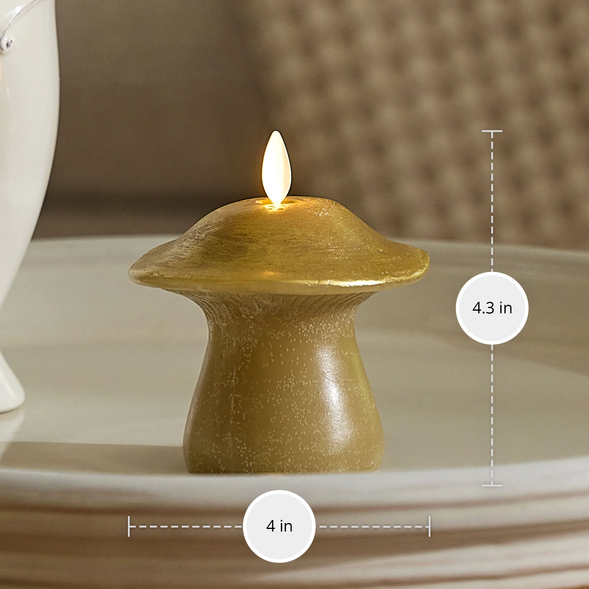 Khaki Small Mushroom Flameless Candle - Image 5