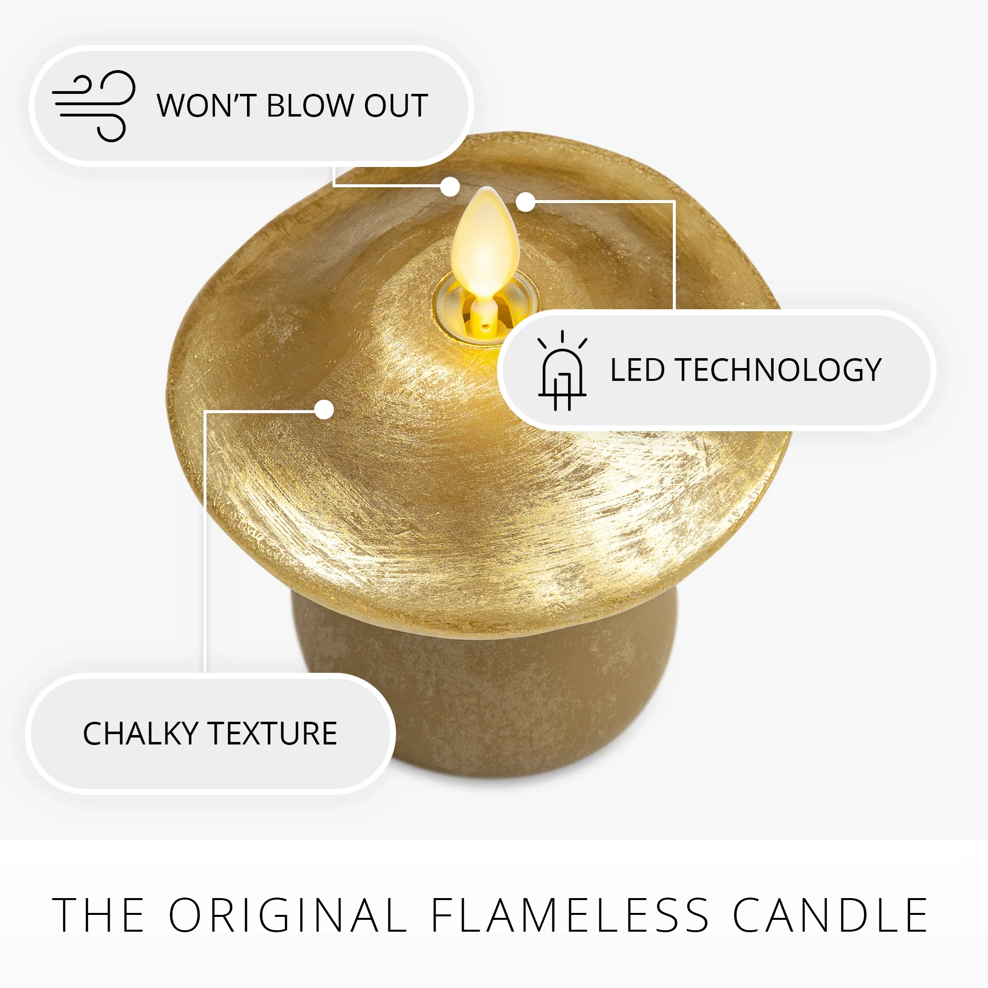 Khaki Small Mushroom Flameless Candle - Image 8
