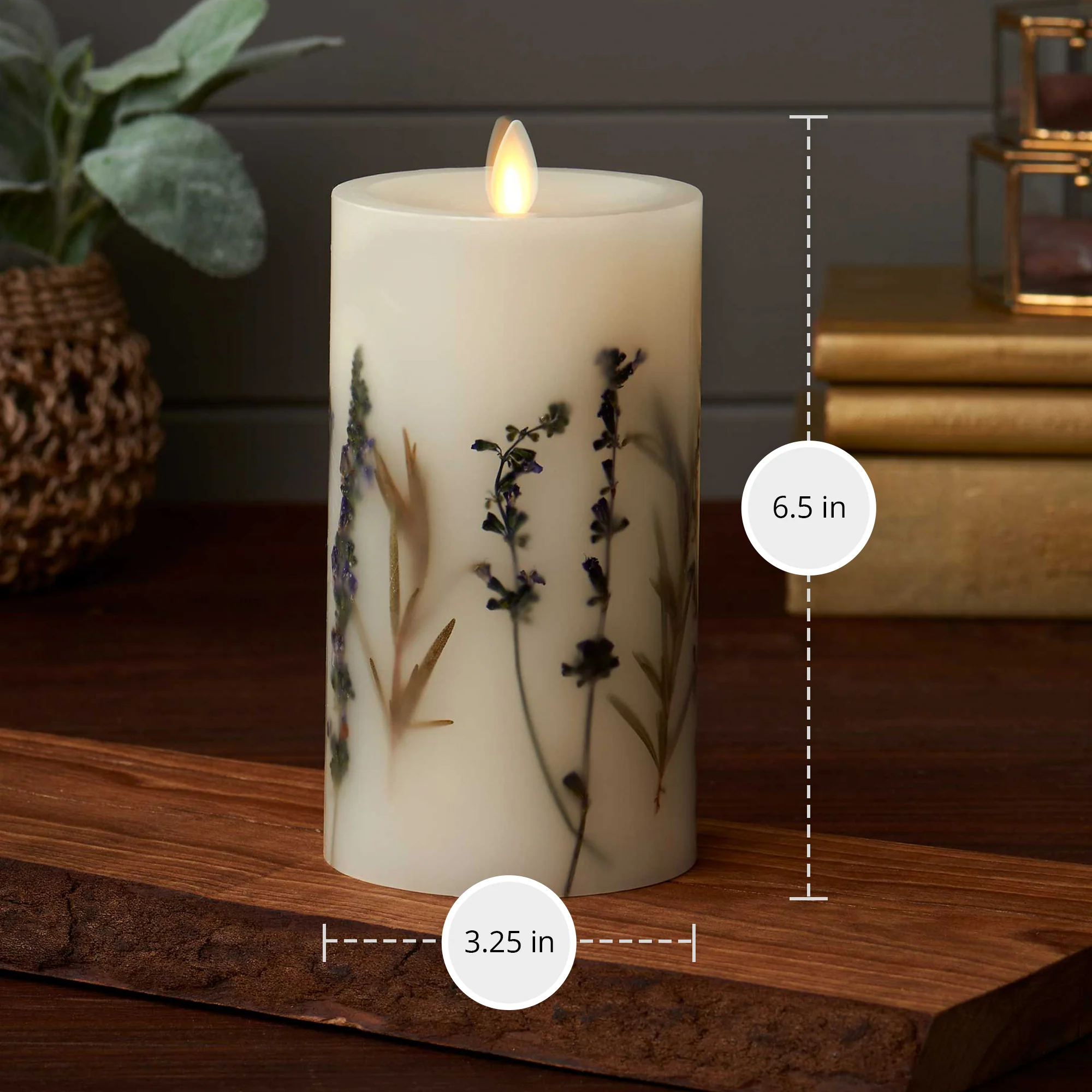 Flameless Embedded Lavender & Rosemary Candle Pillar - Recessed Top - Image 12