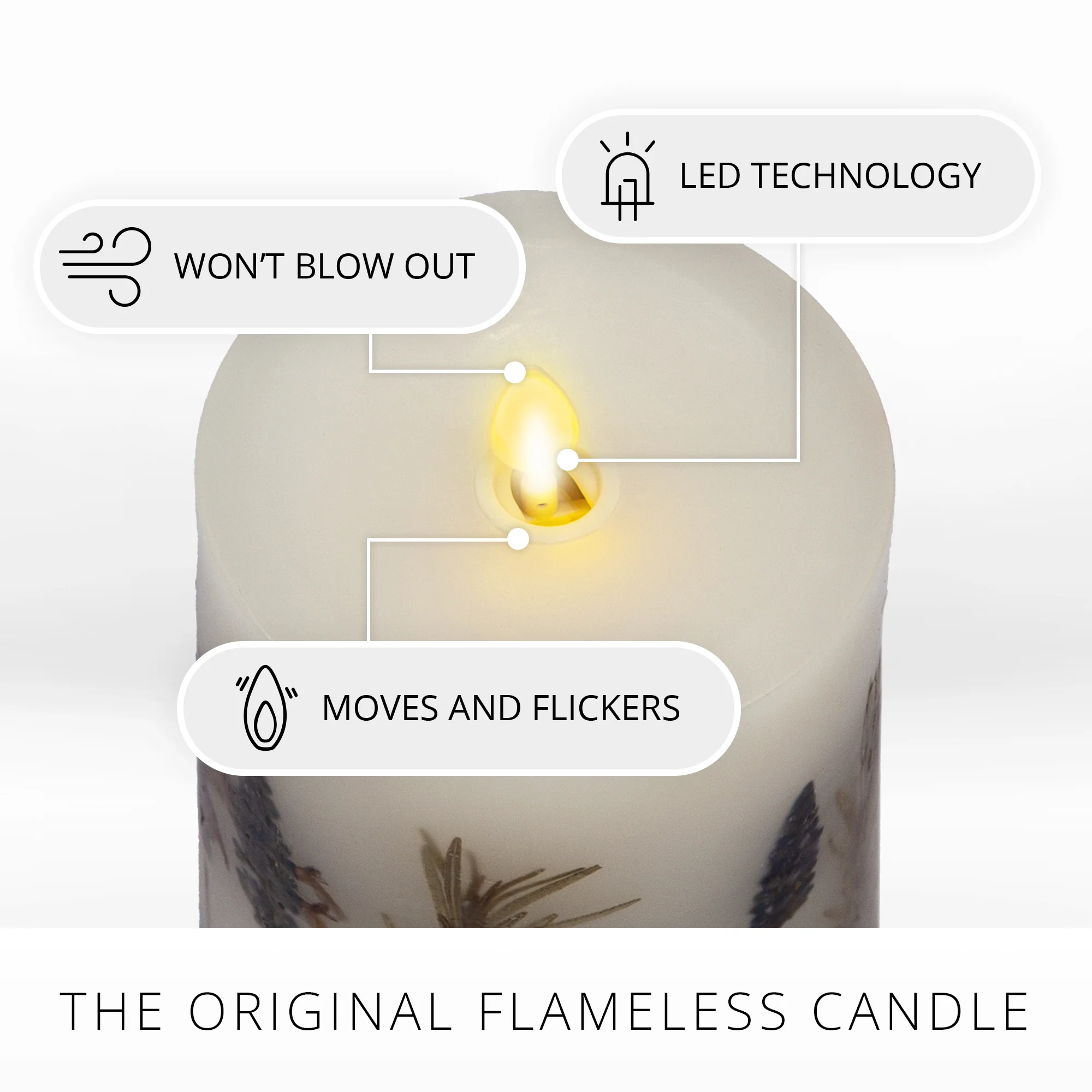Flameless Embedded Lavender & Rosemary Candle Pillar - Recessed Top - Image 3
