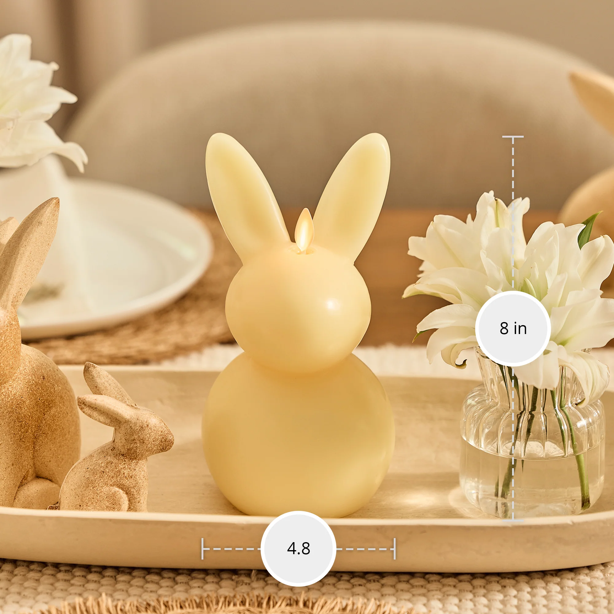 Lemon Chiffon Flameless Candle Bunny - Image 3