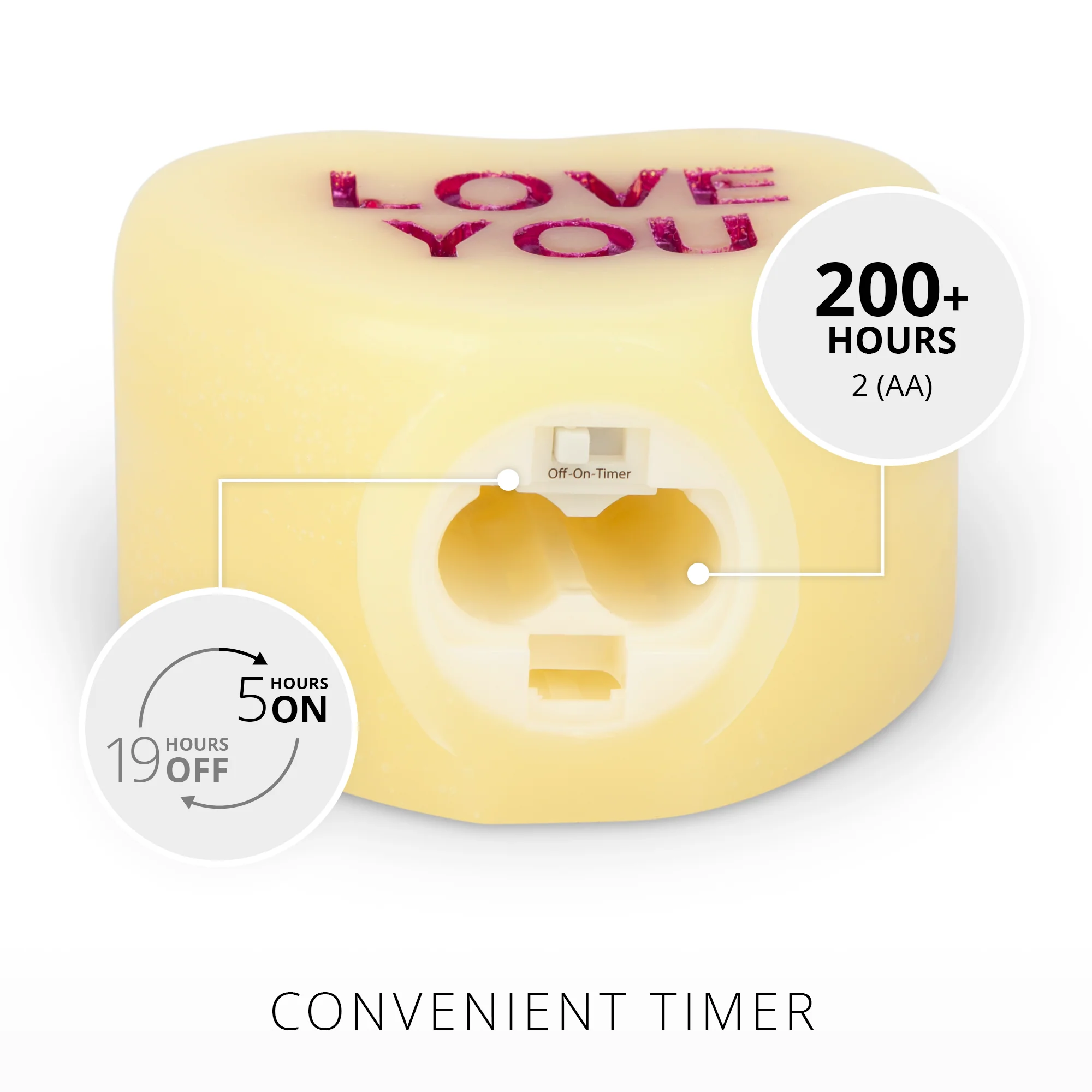Lemon Chiffon Flameless Candle Candy Heart "LOVE YOU" - Image 5