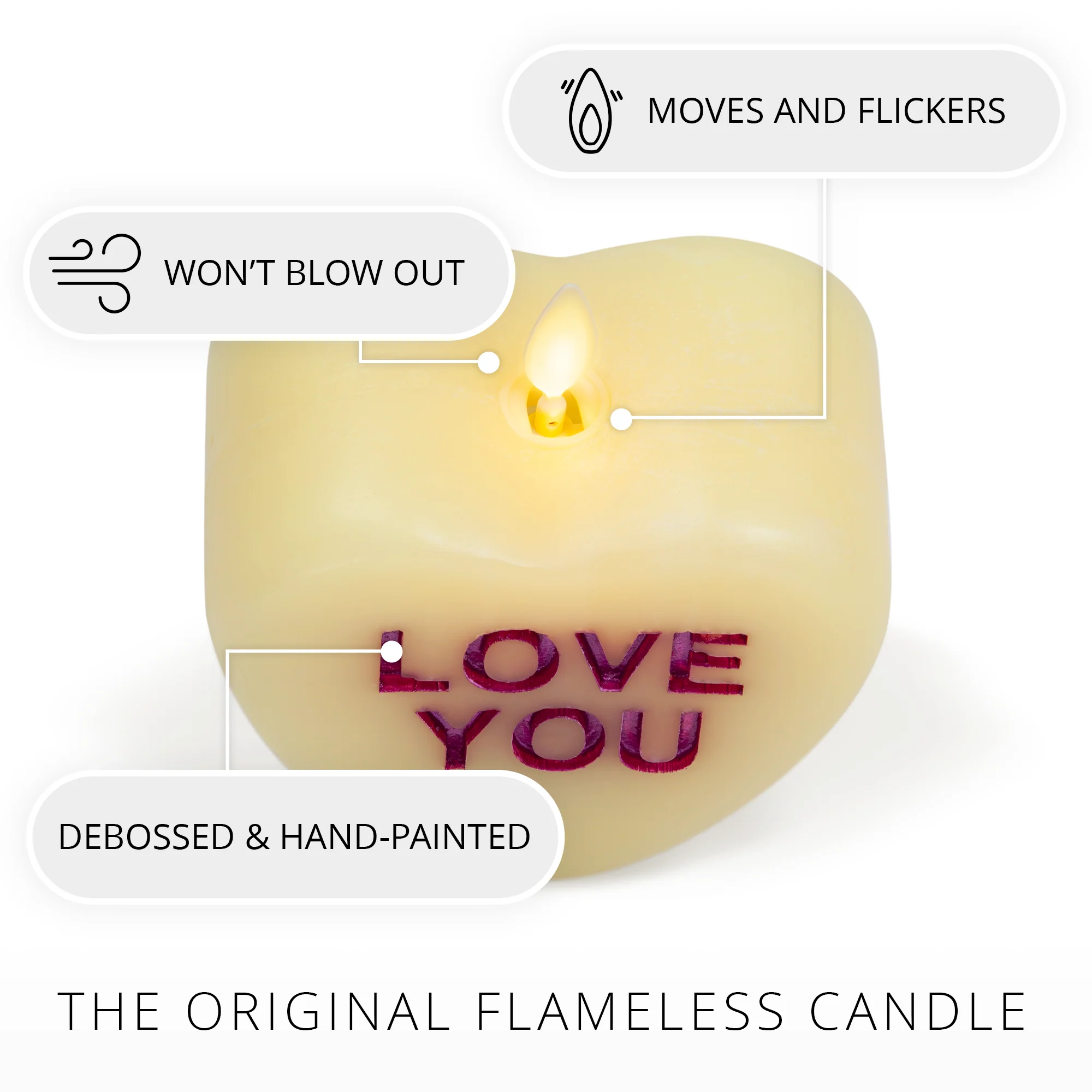 Lemon Chiffon Flameless Candle Candy Heart "LOVE YOU" - Image 6