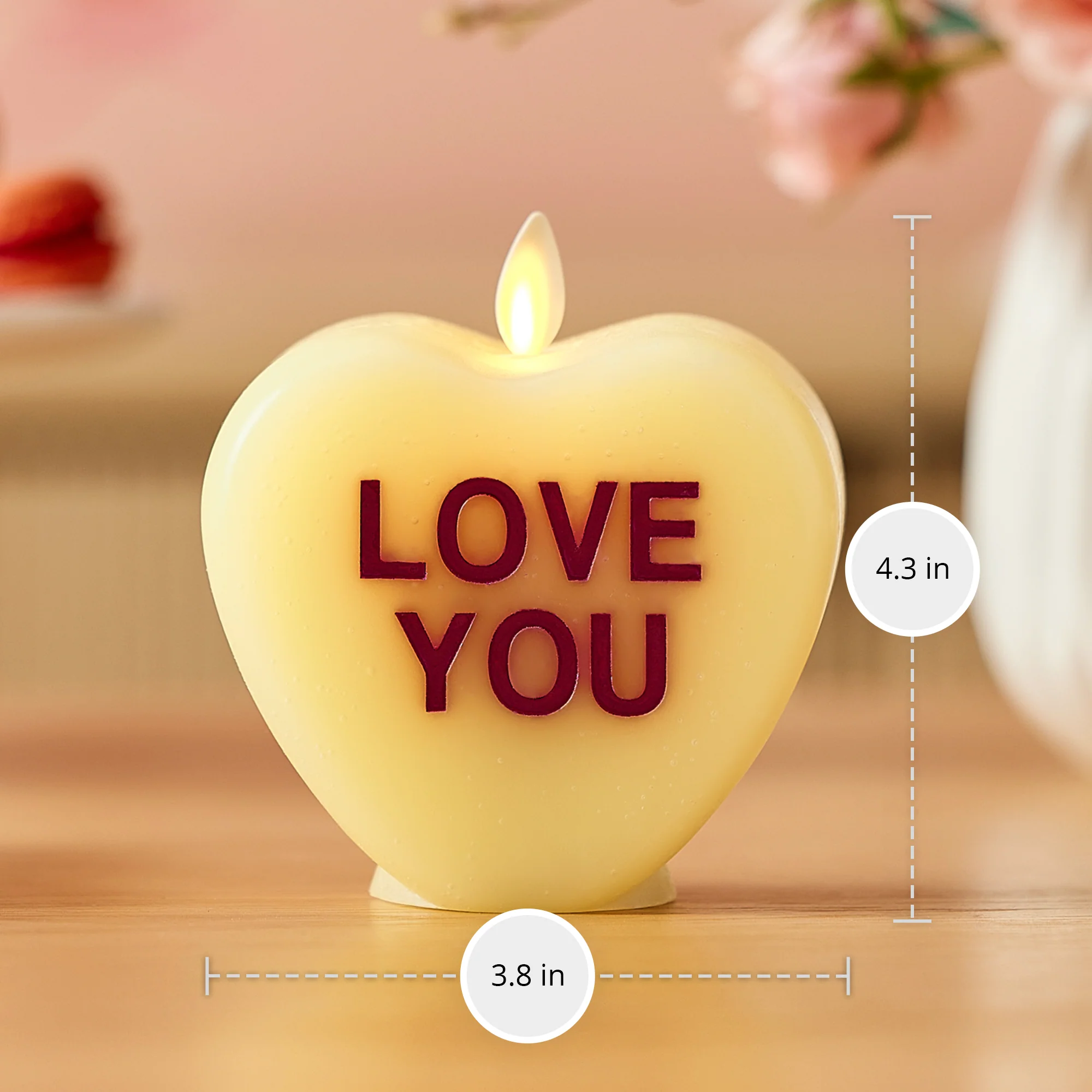 Lemon Chiffon Flameless Candle Candy Heart "LOVE YOU" - Image 8