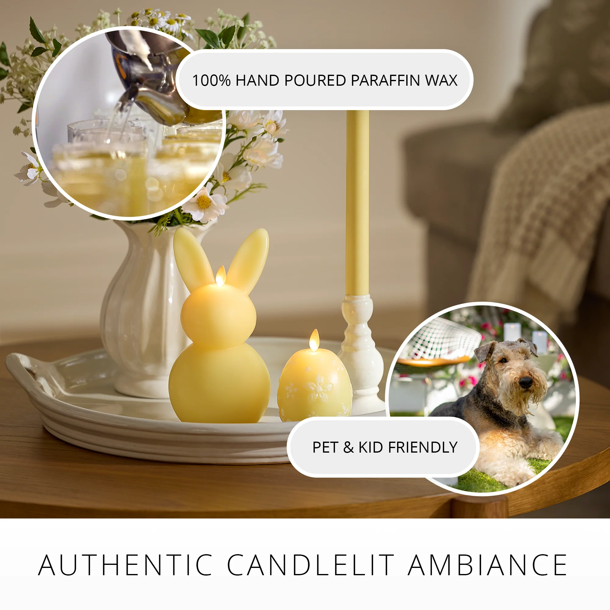 Lemon Chiffon Flameless Candle Floral Egg - Image 2