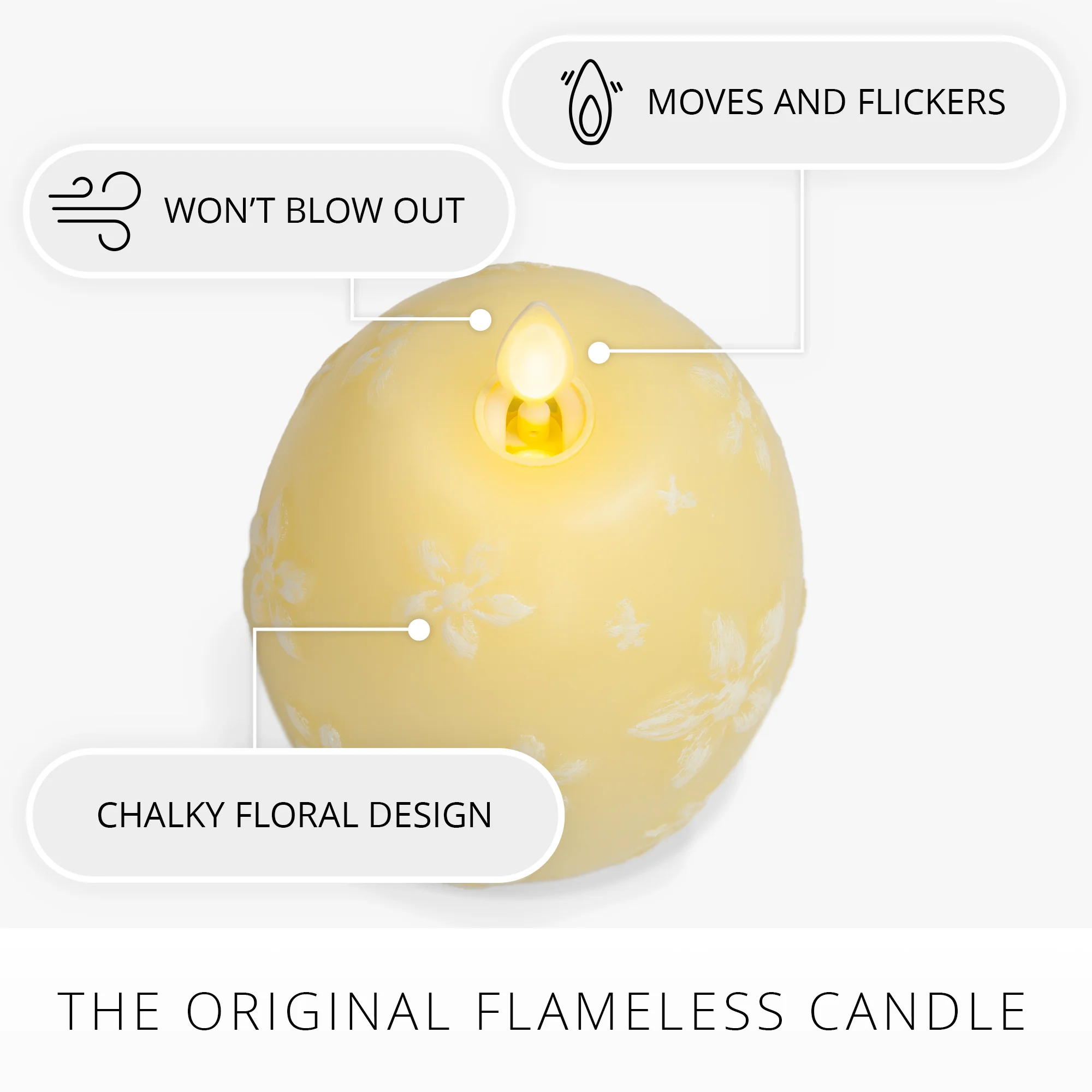 Lemon Chiffon Flameless Candle Floral Egg - Image 4