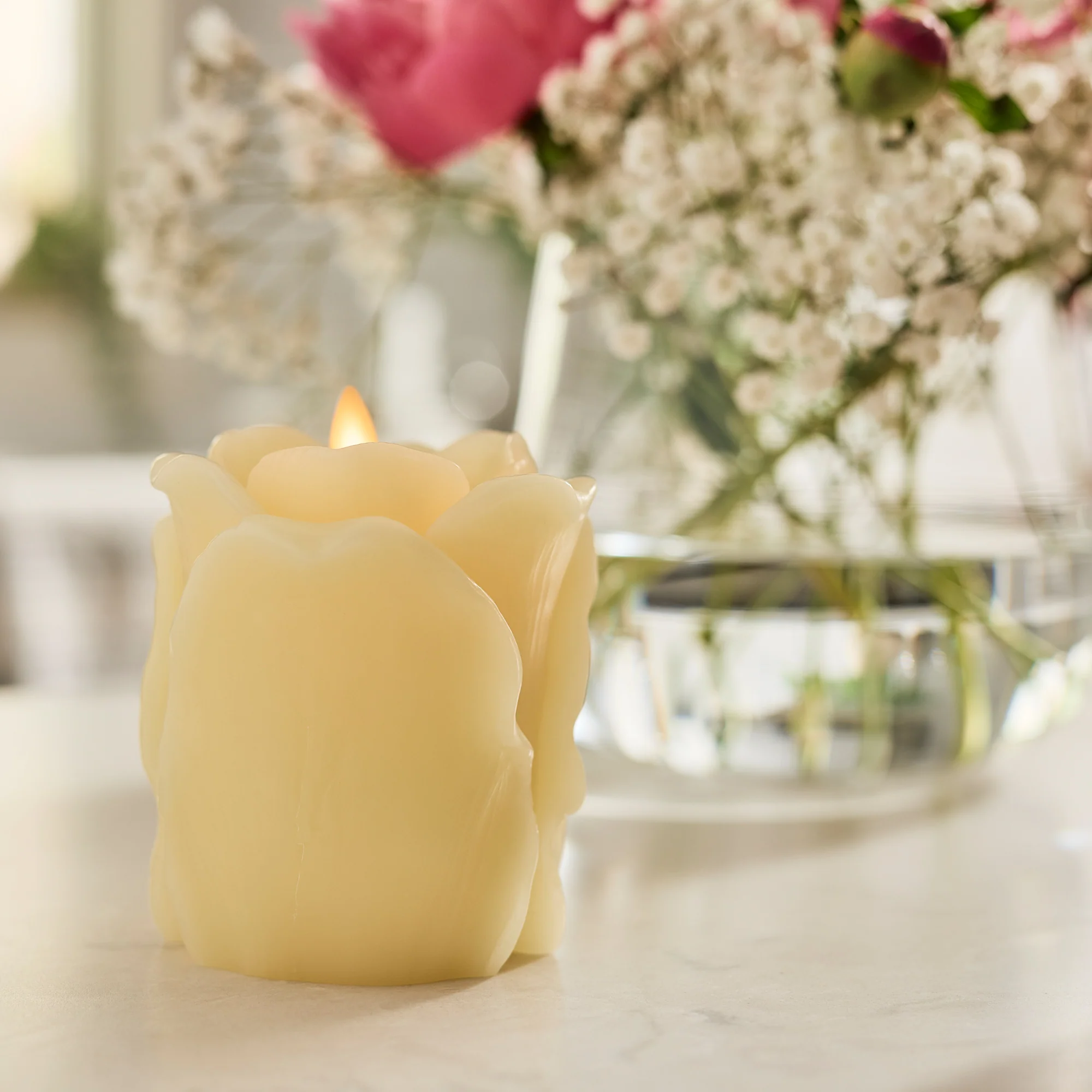Lemon Chiffon Flameless Candle Rose Bud - Image 4