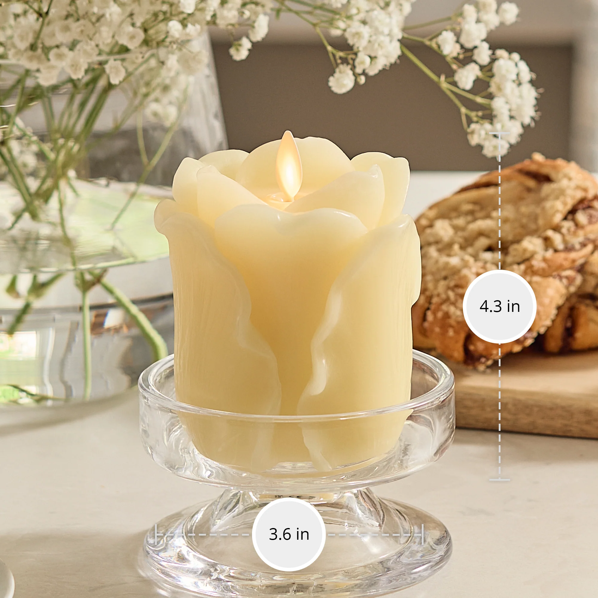Lemon Chiffon Flameless Candle Rose Bud - Image 7