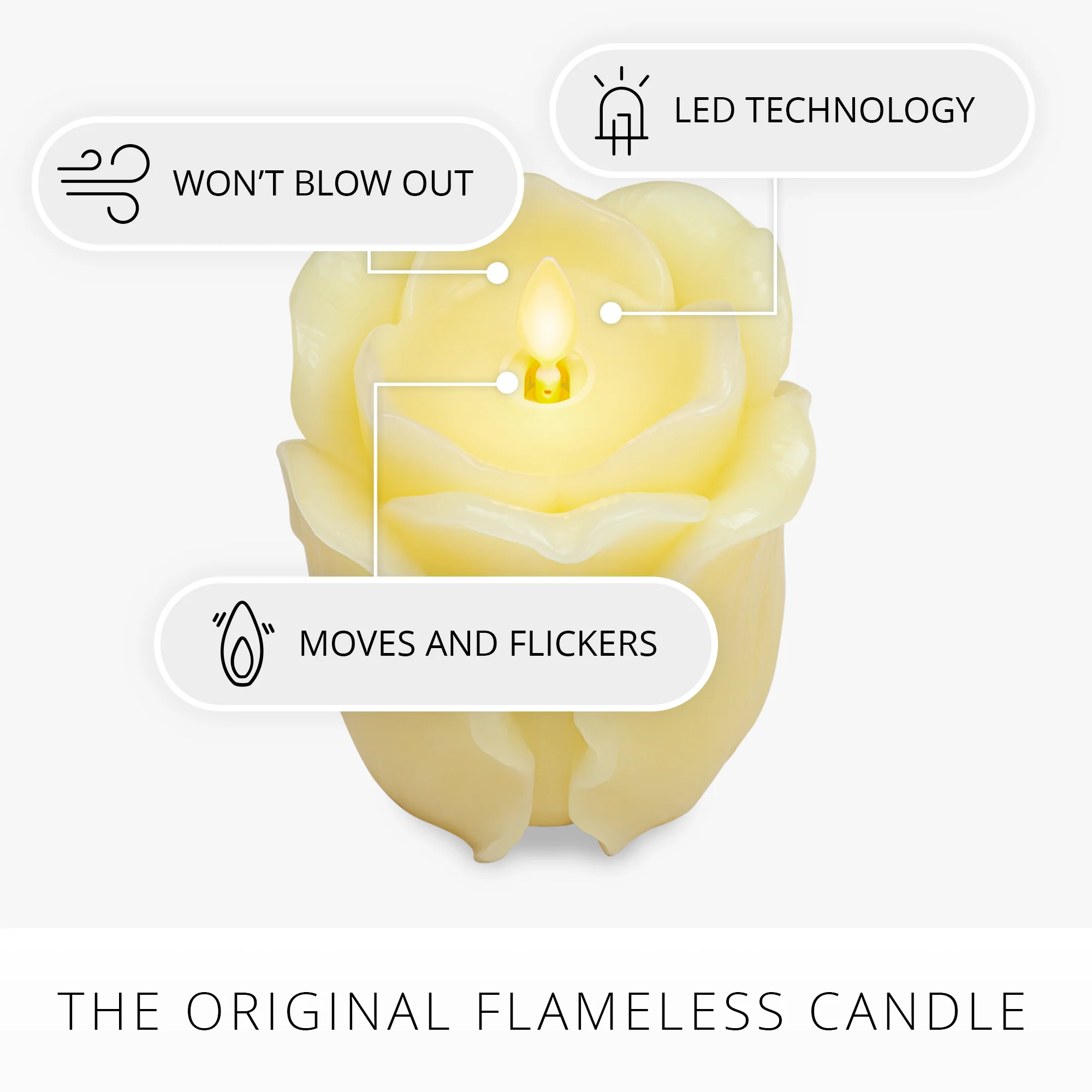 Lemon Chiffon Flameless Candle Rose Bud - Image 9
