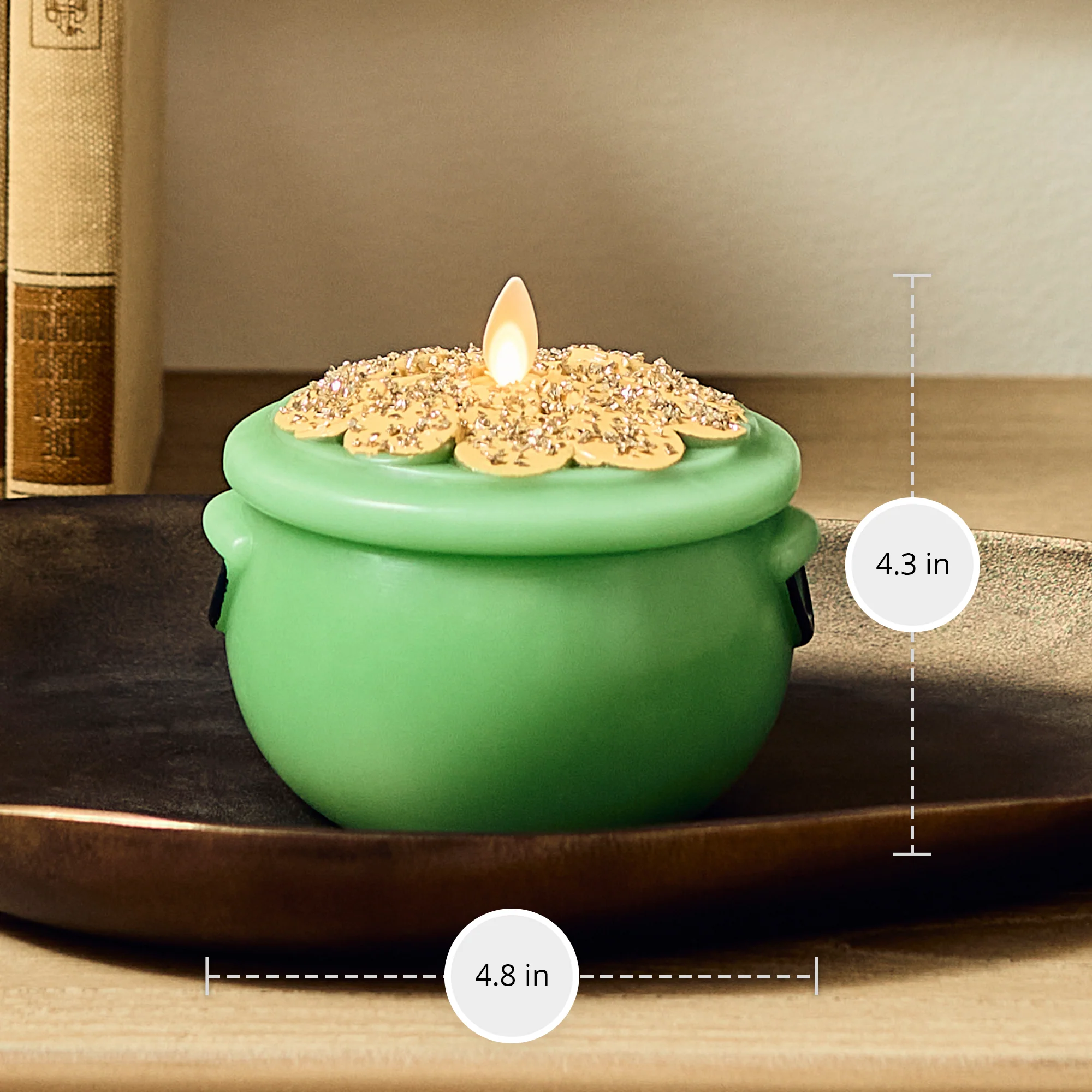 Lucky Green Flameless Candle Pot of Gold - Image 5