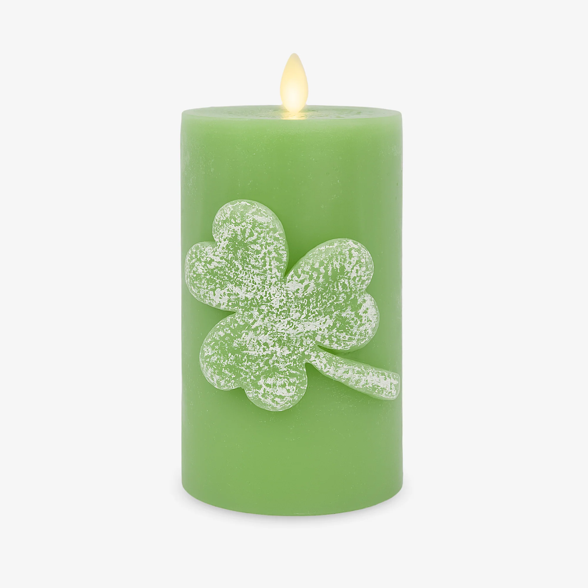 Lucky Green Flameless Candle Shamrock Pillar - Image 6