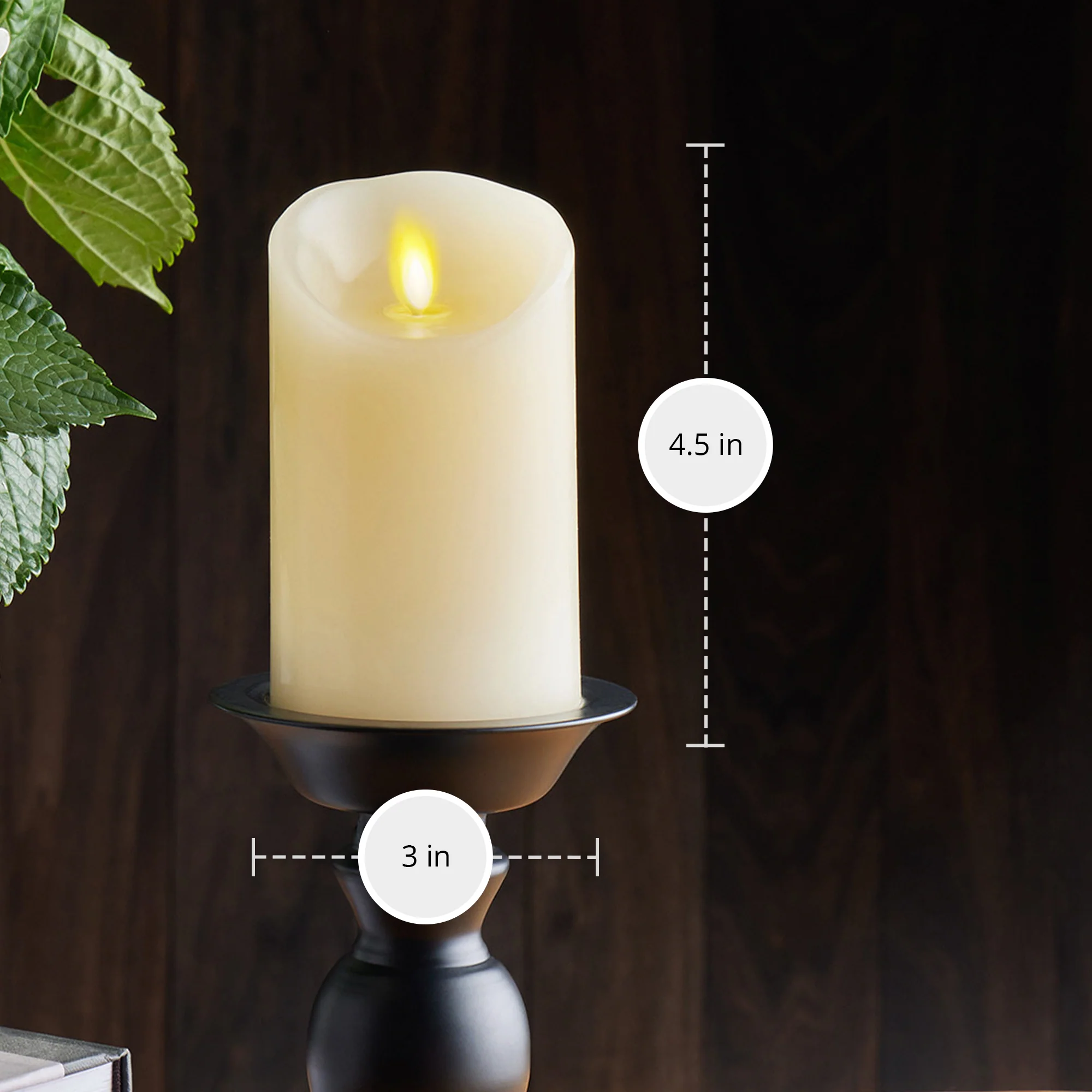 Ivory Flameless Candle Pillar - Scallop Top - 3" Width - Image 6