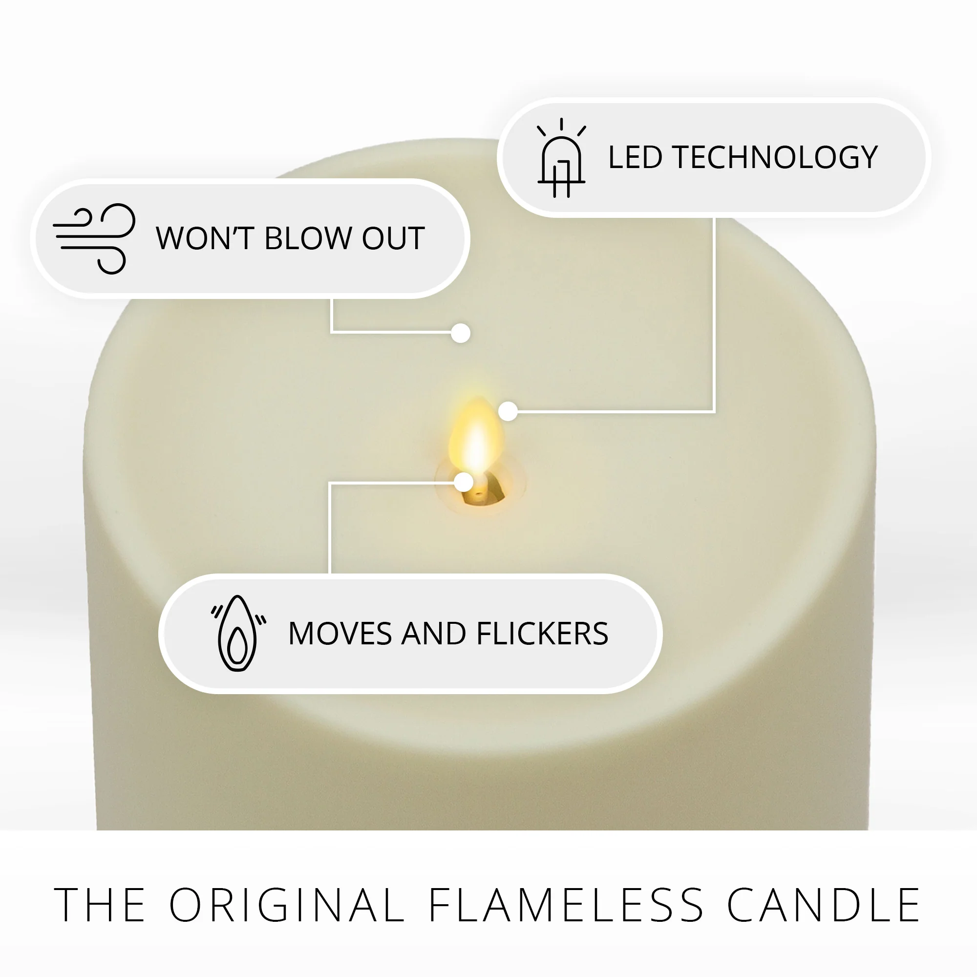 Pearl Ivory Outdoor Flameless Candle Grand Pillar with Remote - Melted Top - Image 5