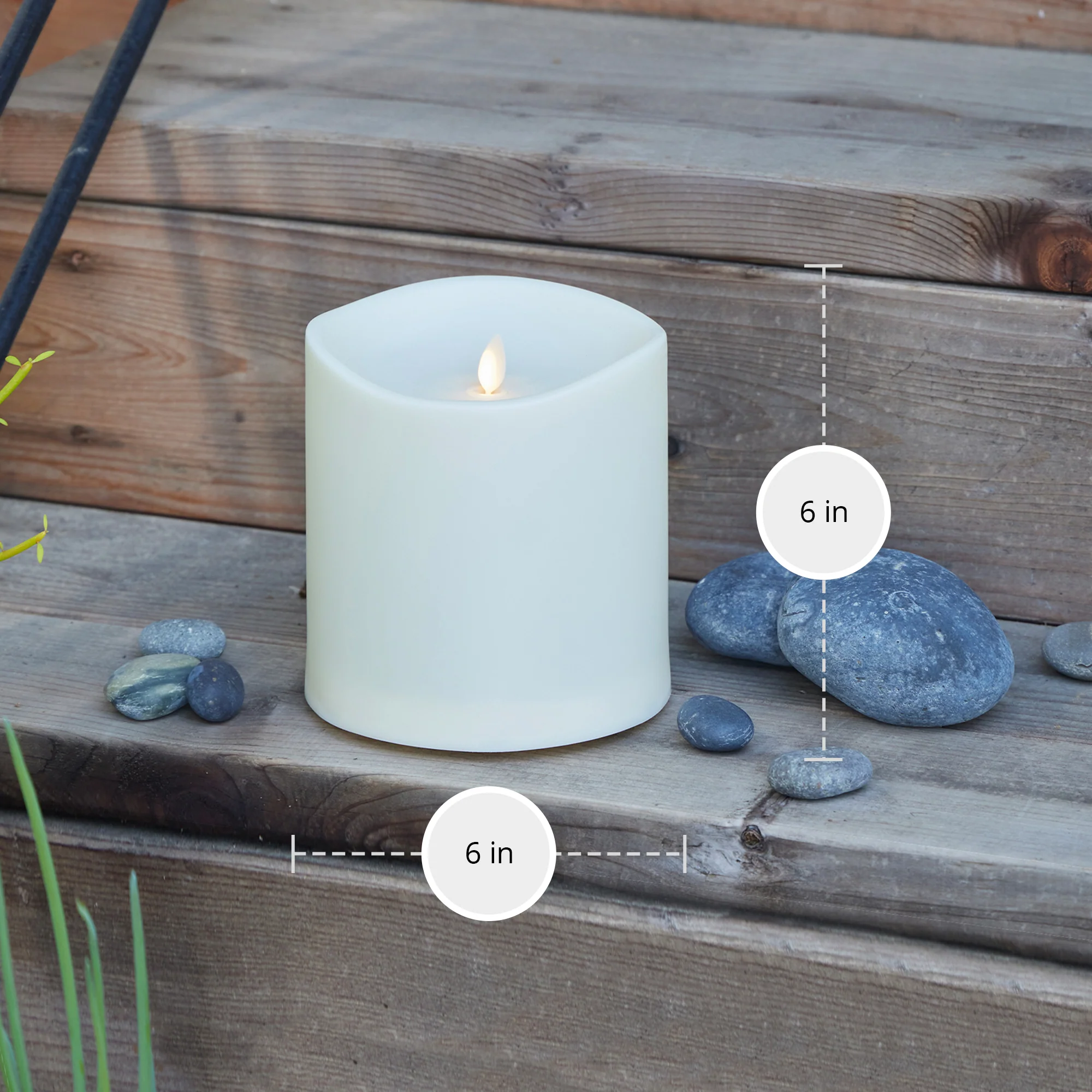 Pearl Ivory Outdoor Flameless Candle Grand Pillar with Remote - Melted Top - Image 8