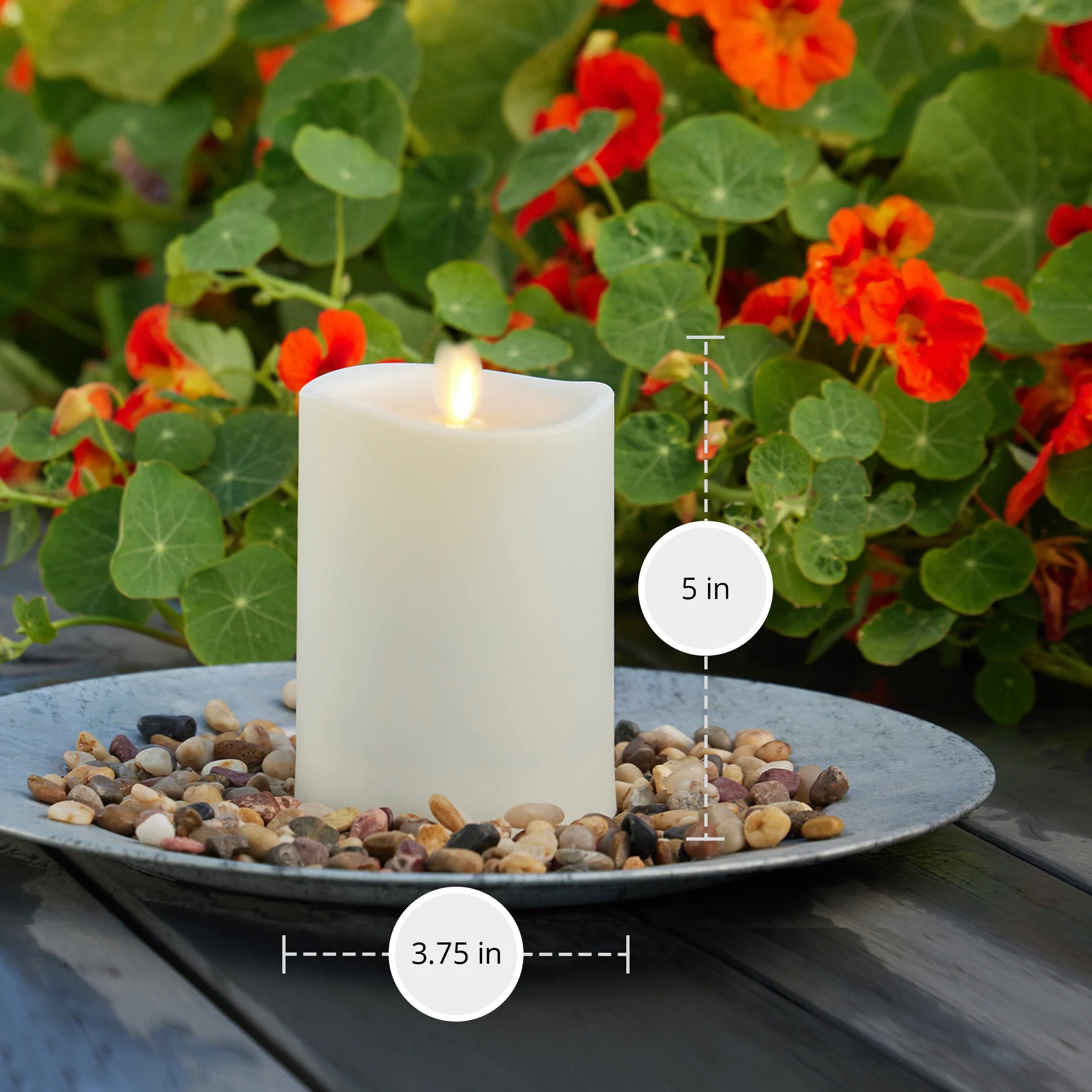 Outdoor Flameless Ivory Pearl Candle Pillar - Melted Top - 3.75" Width - Image 6