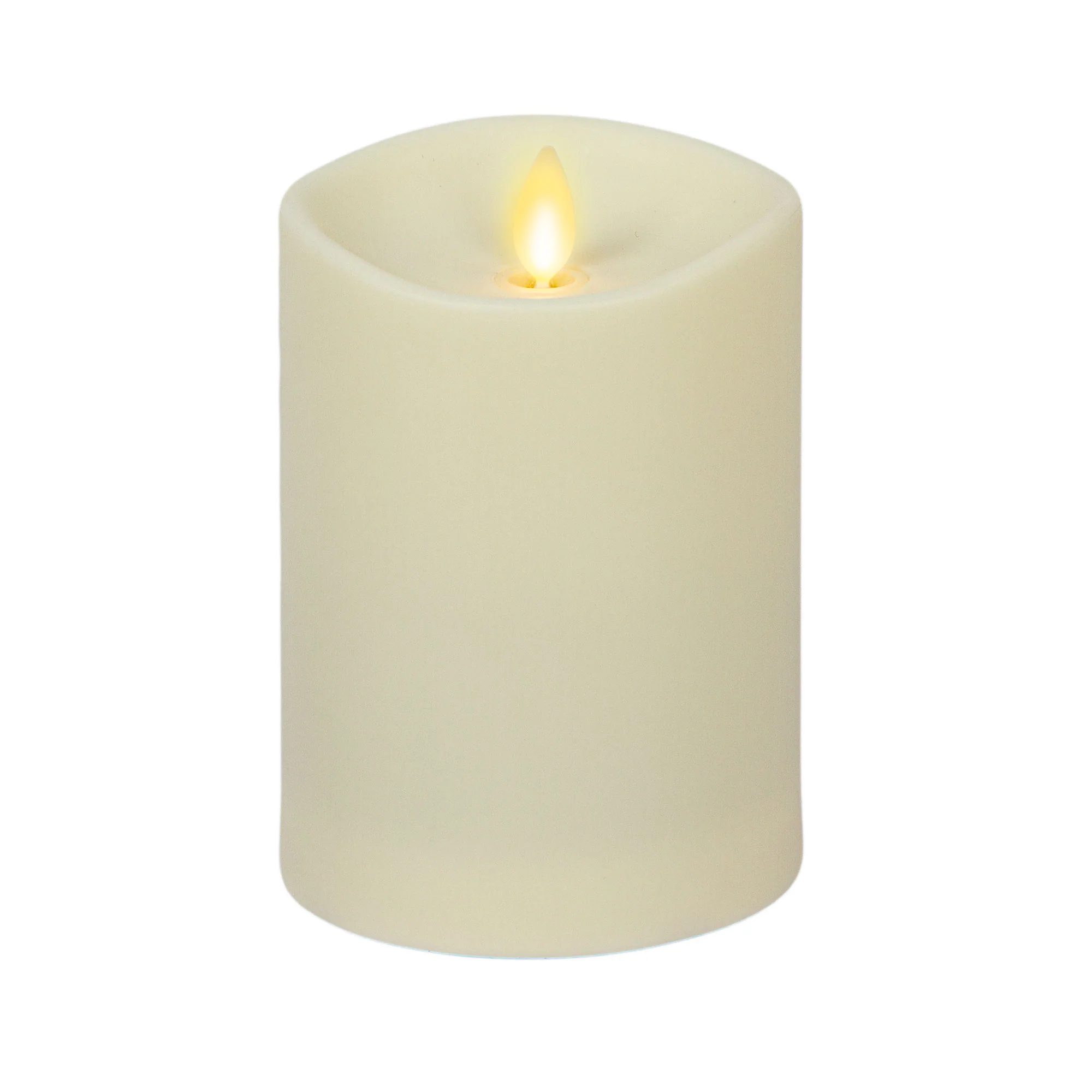 Outdoor Flameless Ivory Pearl Candle Pillar - Melted Top - 3.75" Width - Image 7